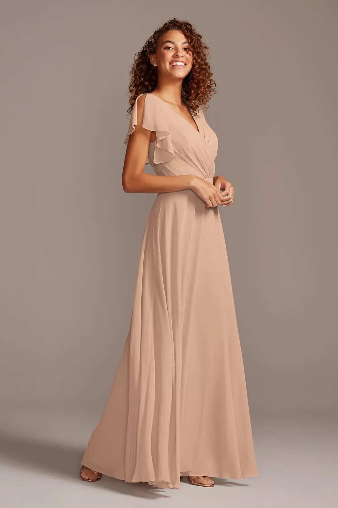 Bridesmaid Dress with Flutter Sleeve Full Skirt - Image 65