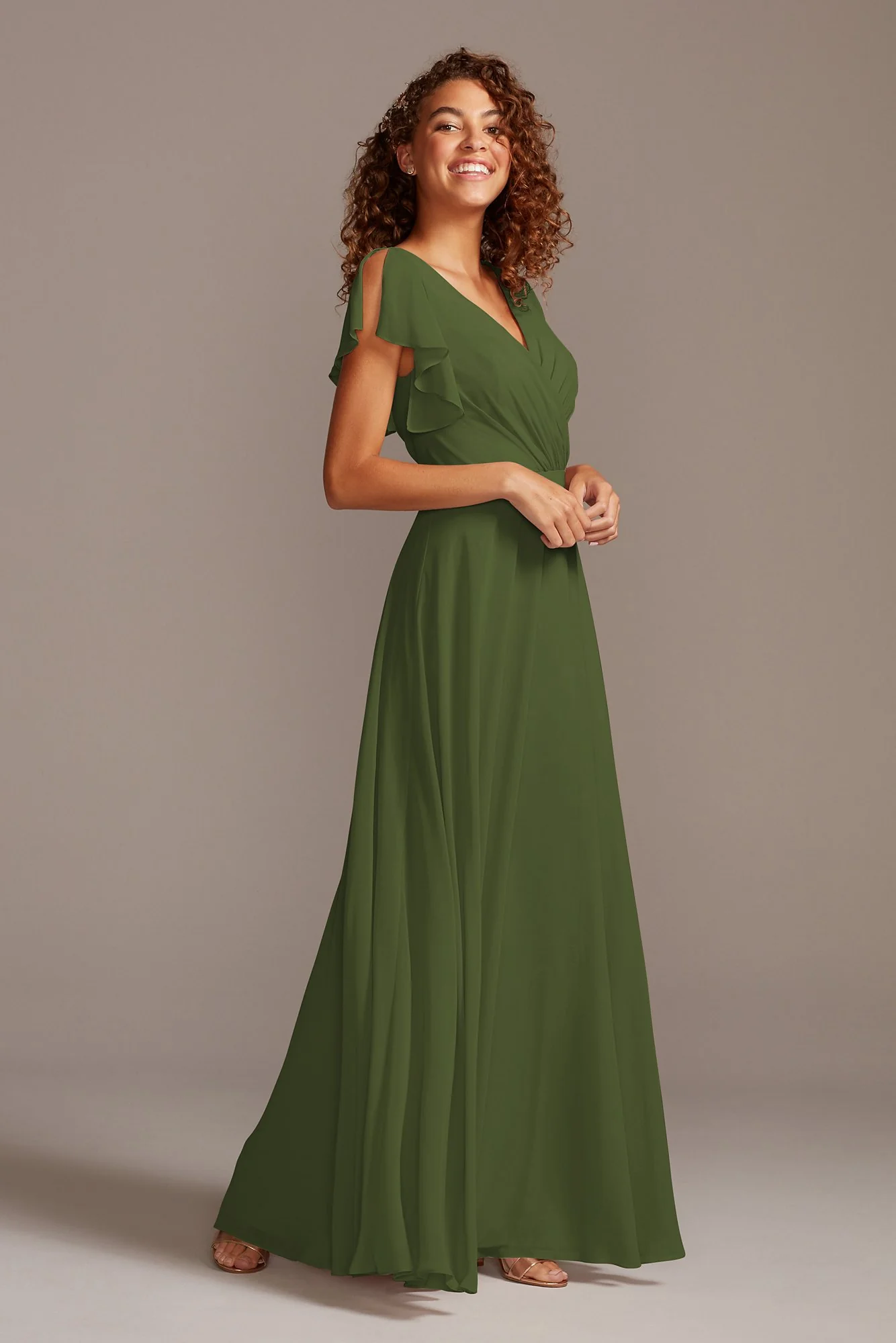 Bridesmaid Dress with Flutter Sleeve Full Skirt - Image 7