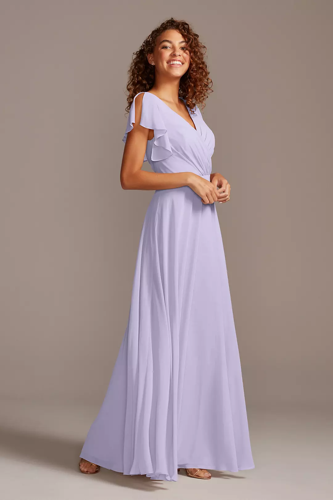 Bridesmaid Dress with Flutter Sleeve Full Skirt - Image 71