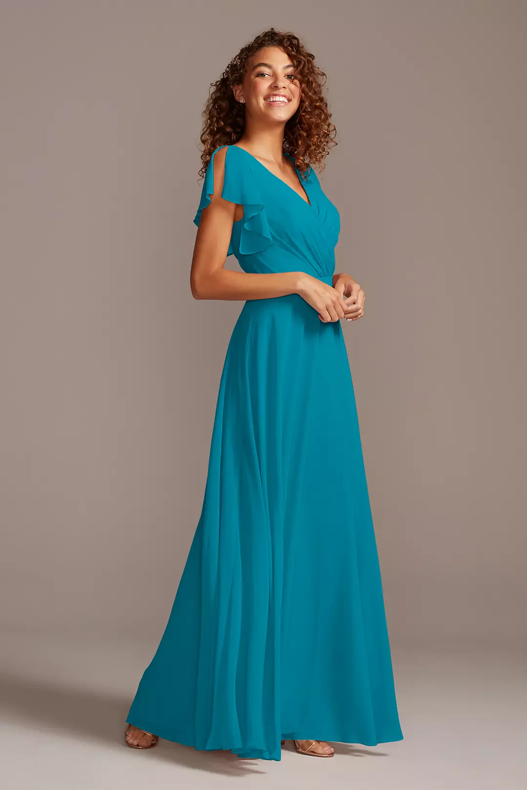 Bridesmaid Dress with Flutter Sleeve Full Skirt - Image 72