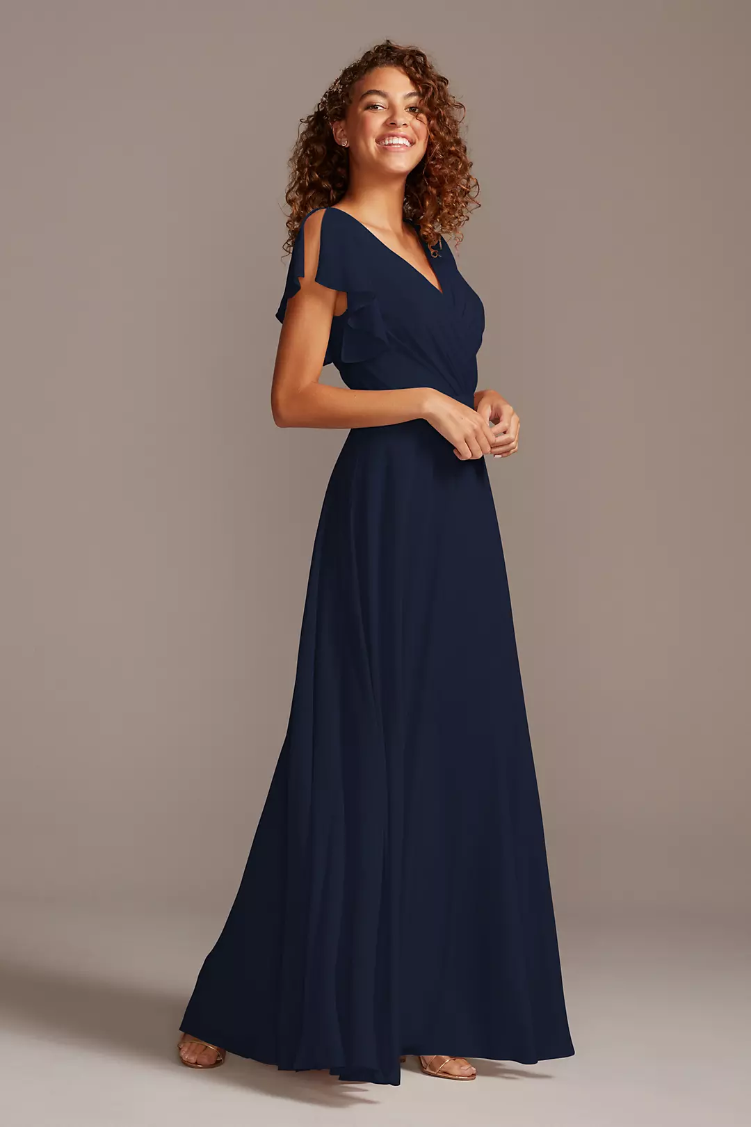 Bridesmaid Dress with Flutter Sleeve Full Skirt - Image 77