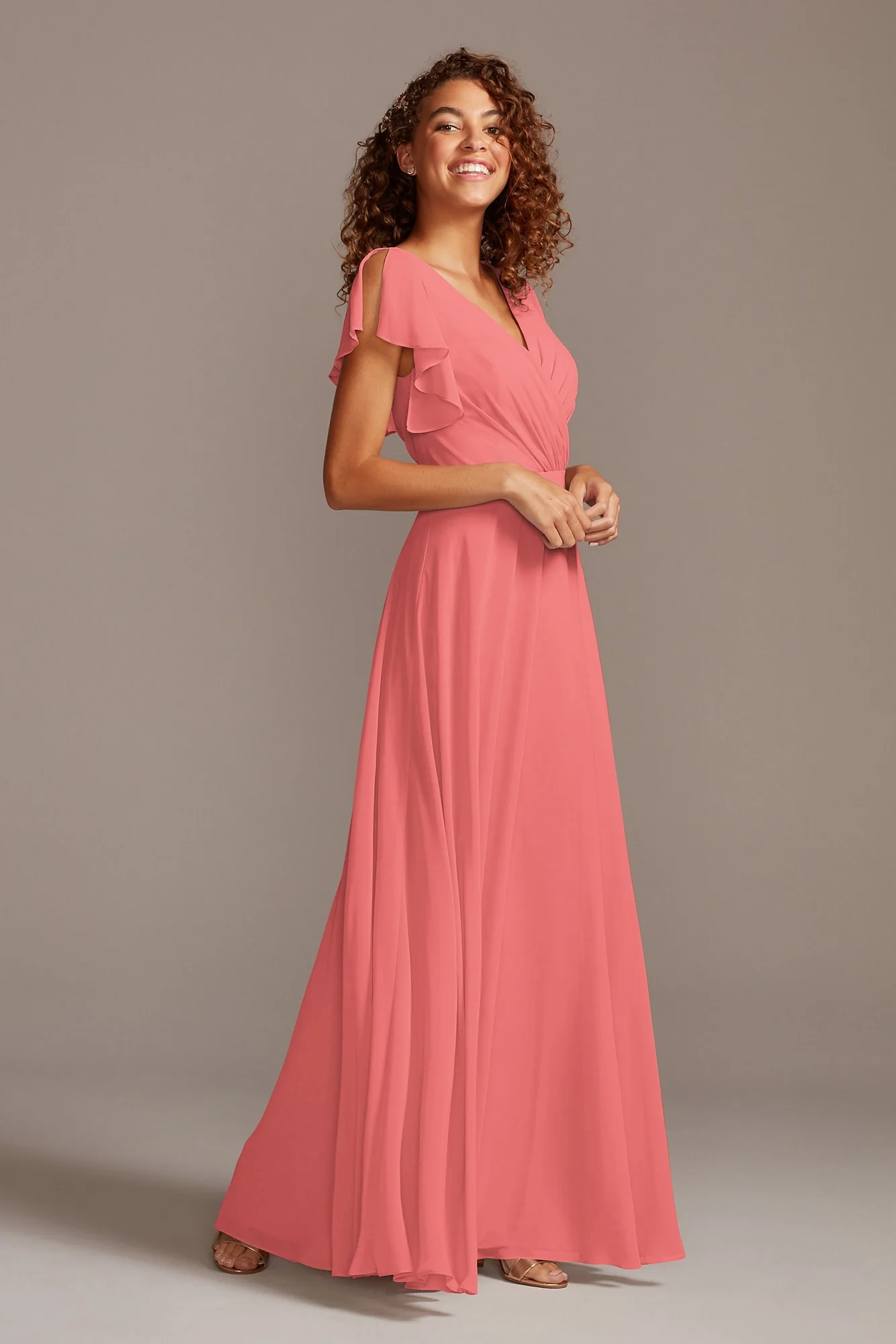 Bridesmaid Dress with Flutter Sleeve Full Skirt - Image 8