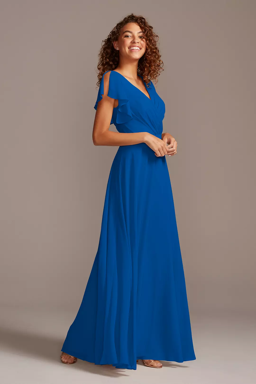 Bridesmaid Dress with Flutter Sleeve Full Skirt - Image 81