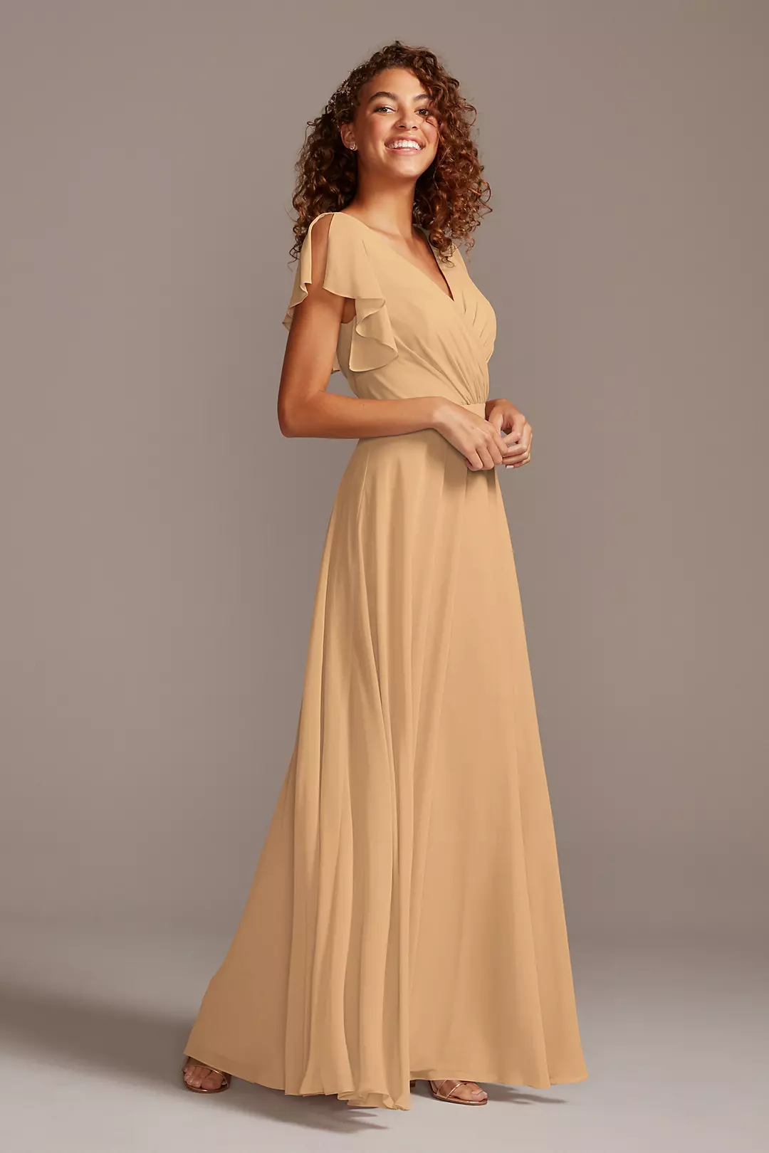Bridesmaid Dress with Flutter Sleeve Full Skirt - Image 84