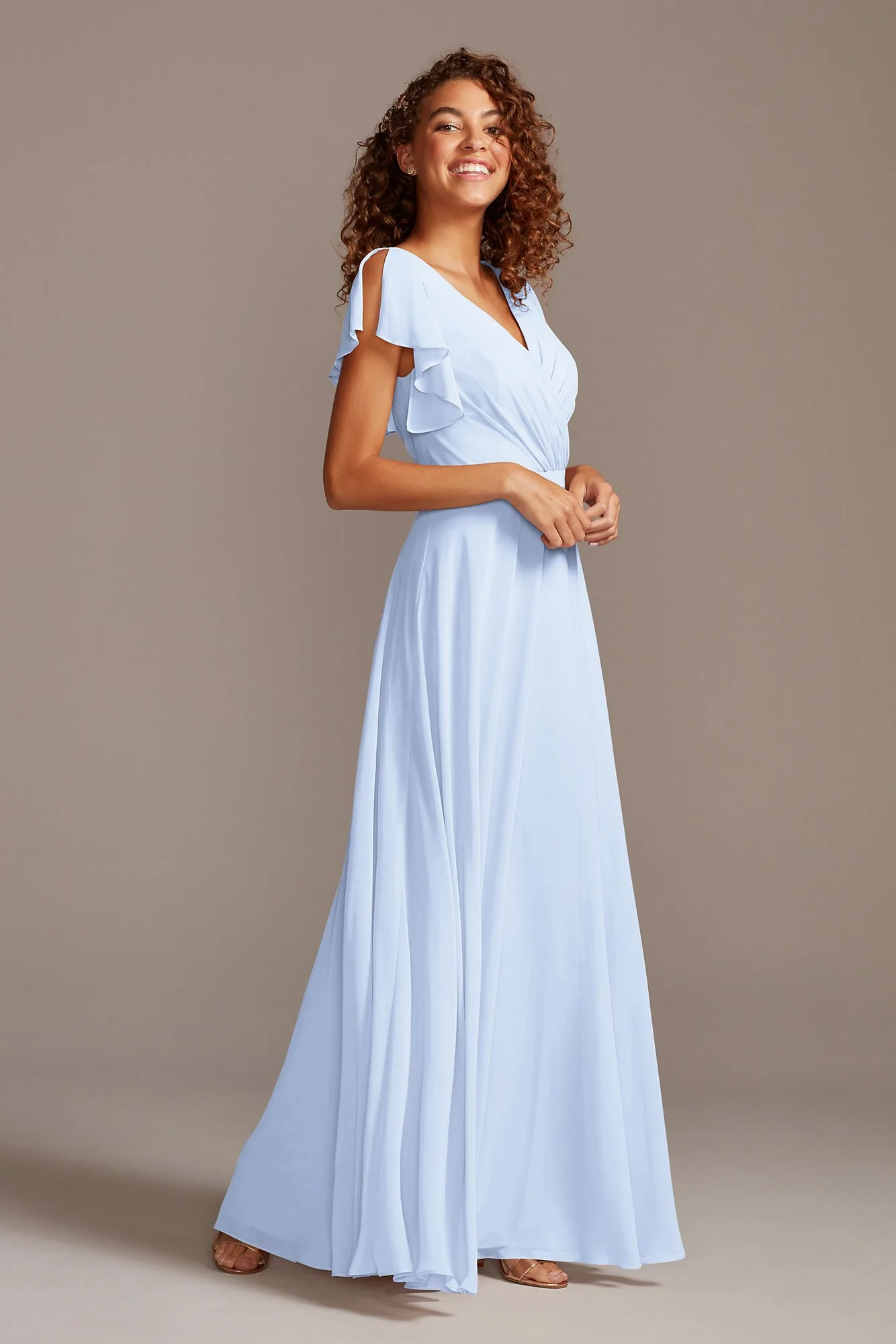 Bridesmaid Dress with Flutter Sleeve Full Skirt - Image 9