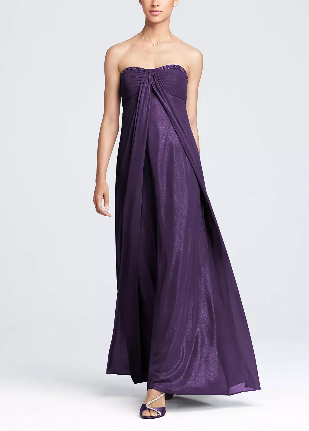 Fog Foil Split Front A-Line Dress with Beading - Image 6