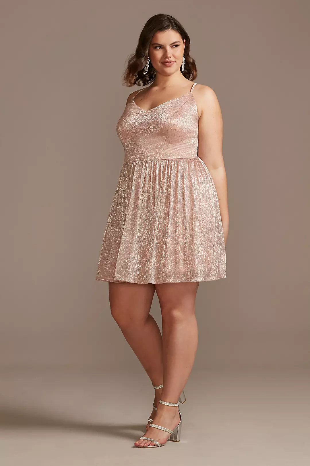 Foil Crinkle Chiffon Spaghetti Strap Mini Dress - Image 16