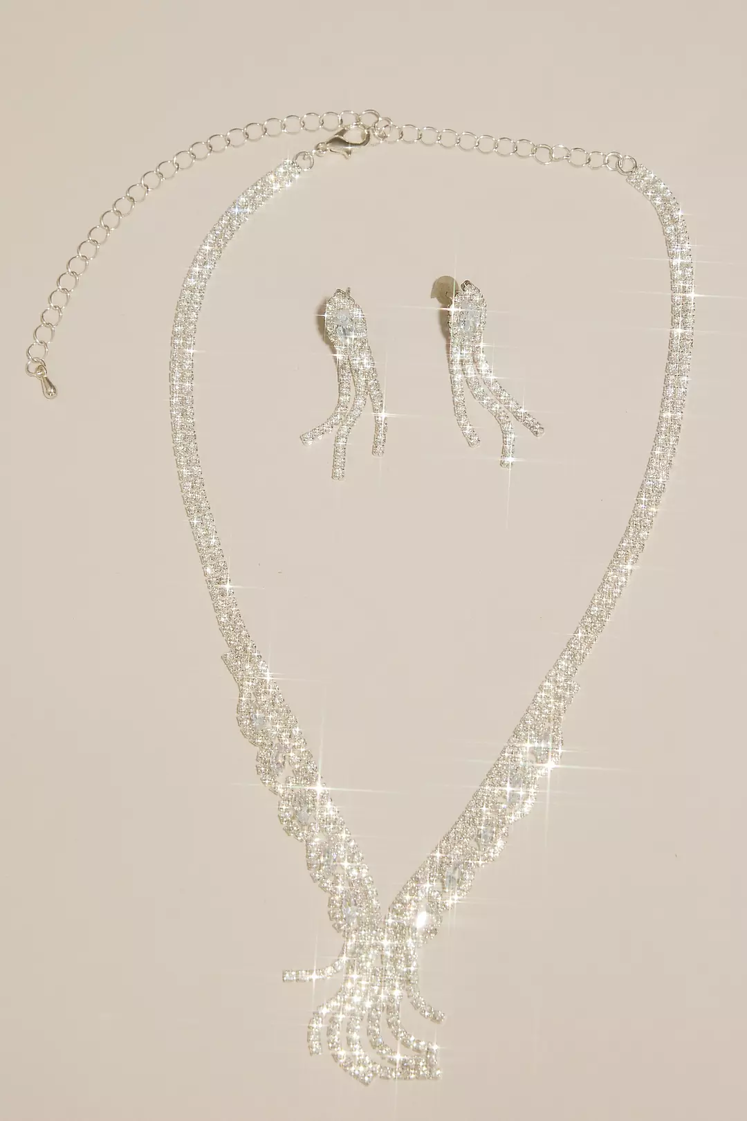 Fringe Y-Neck Rhinestone Necklace Set - Image 2
