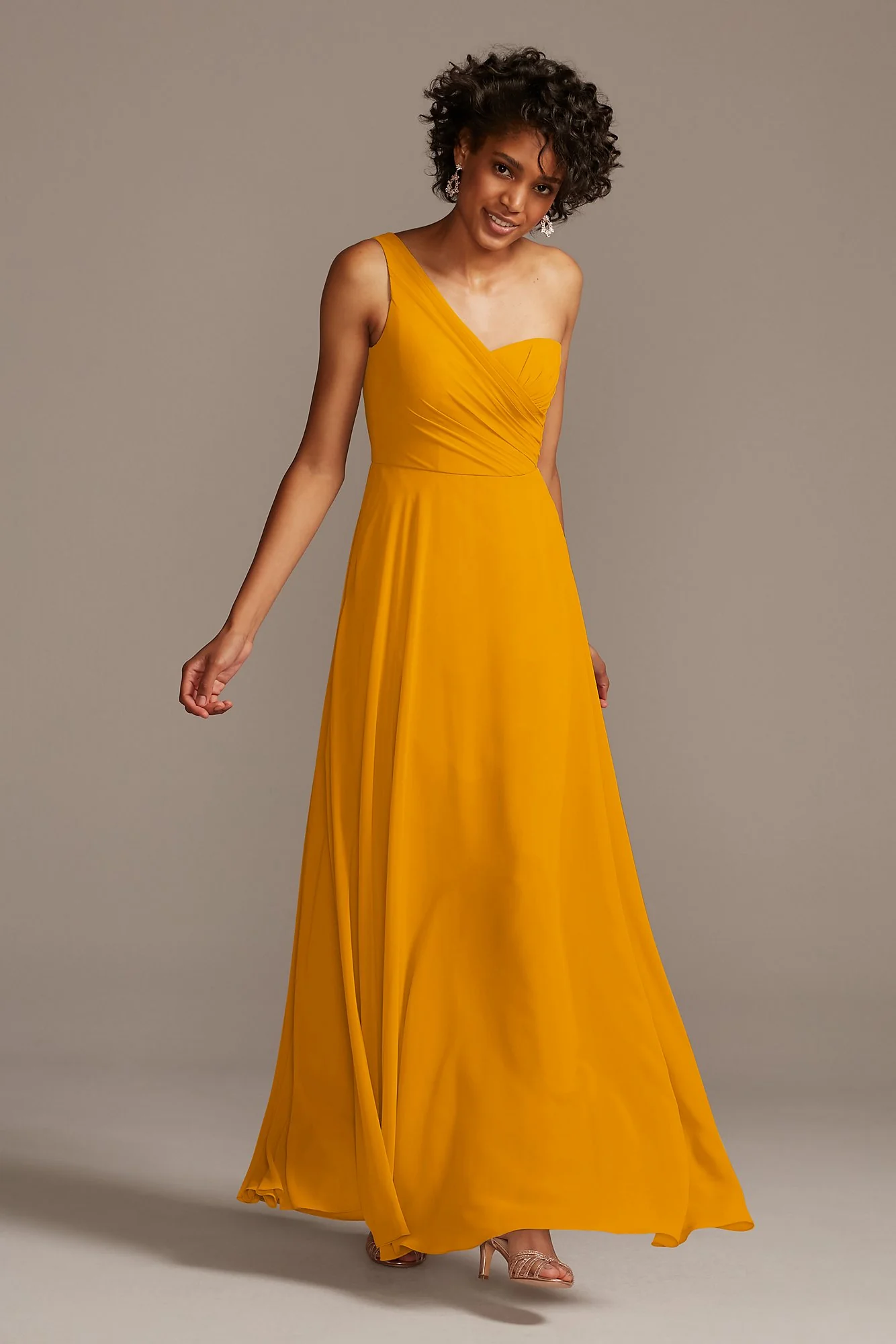 Full Skirt Dress with One Shoulder - Image 102