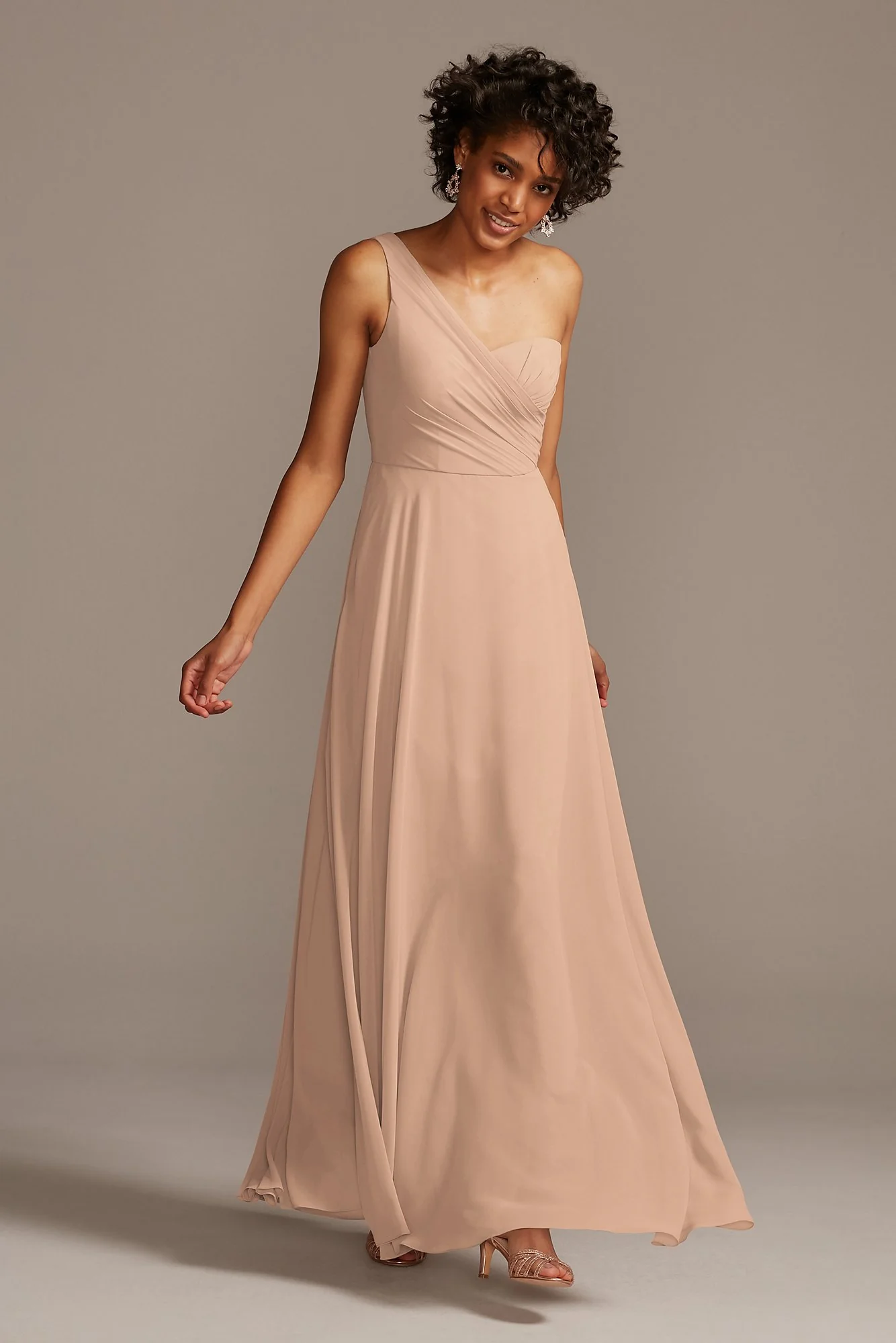 Full Skirt Dress with One Shoulder - Image 106