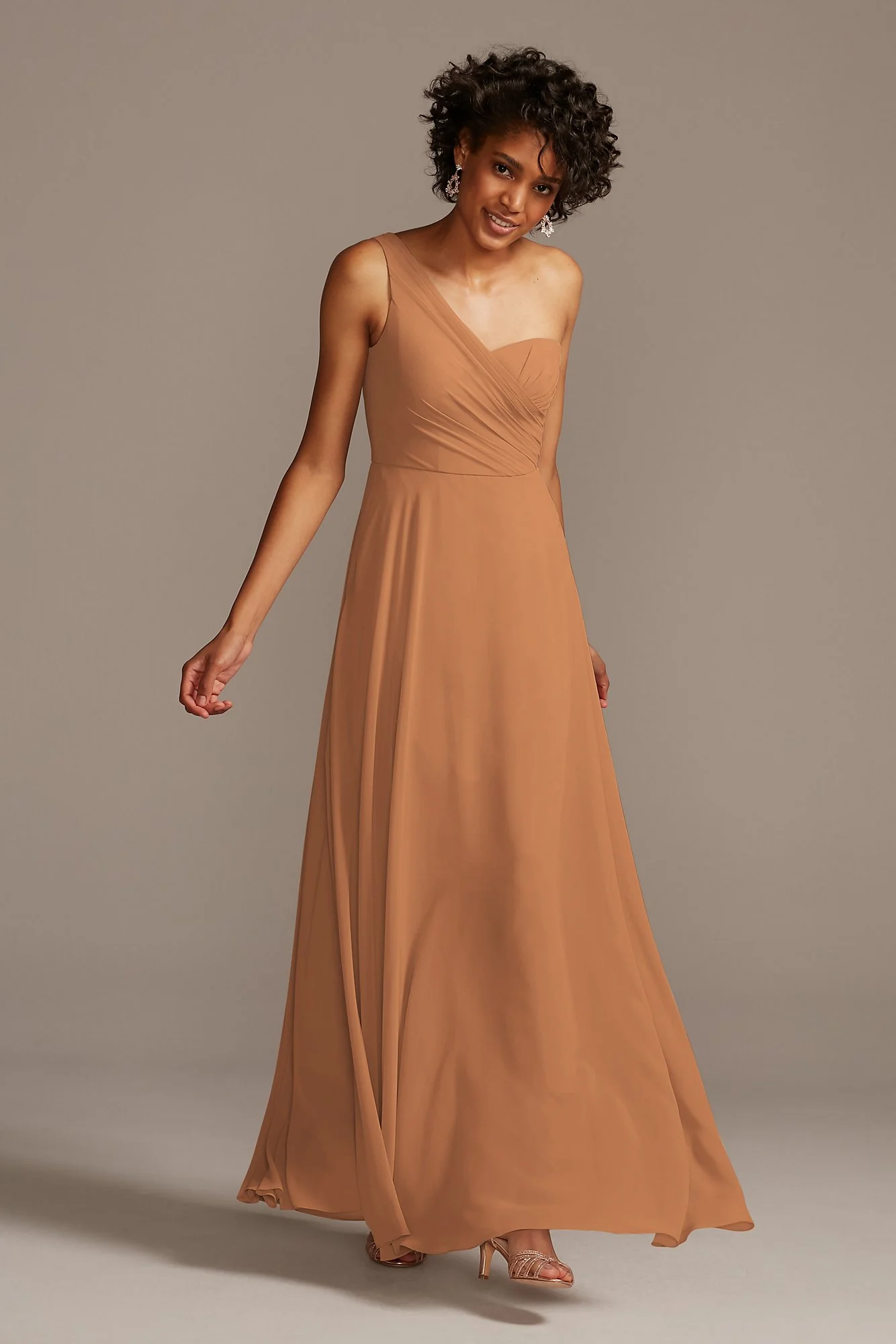 Full Skirt Dress with One Shoulder - Image 107