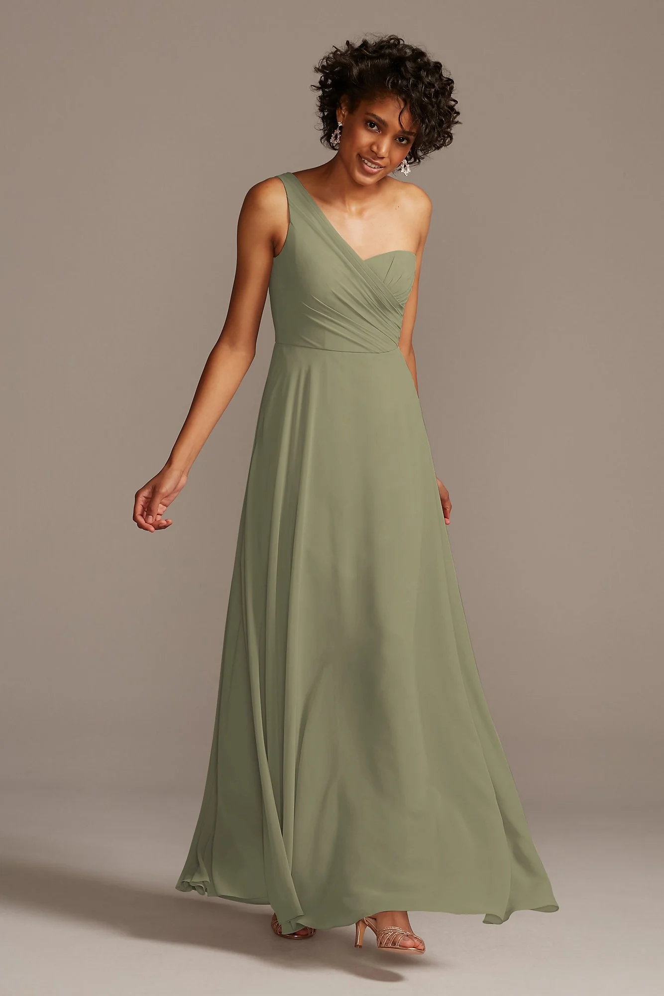Full Skirt Dress with One Shoulder - Image 109