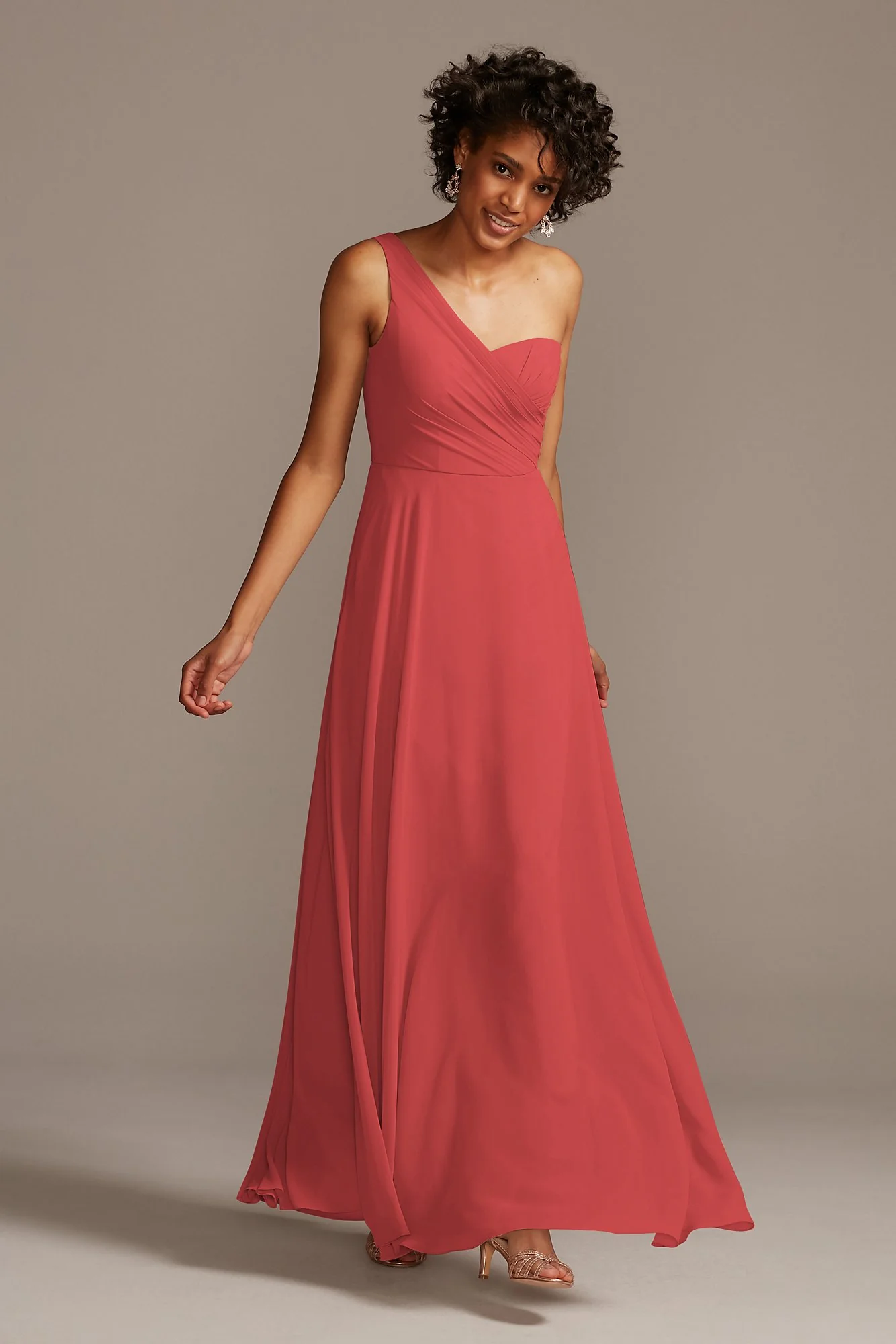 Full Skirt Dress with One Shoulder - Image 112