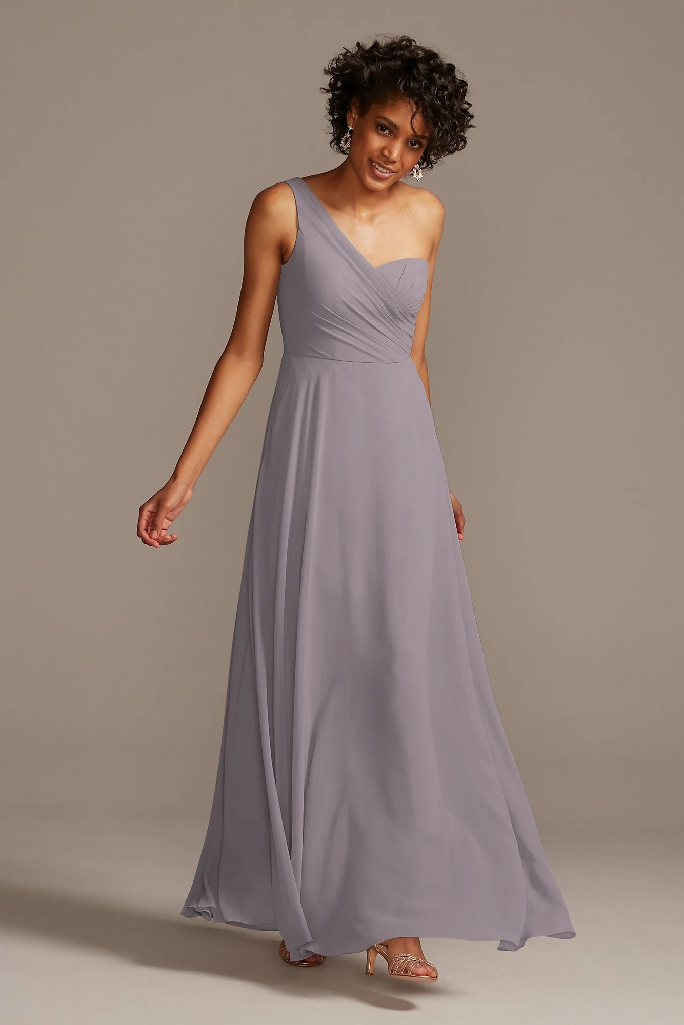 Full Skirt Dress with One Shoulder - Image 115