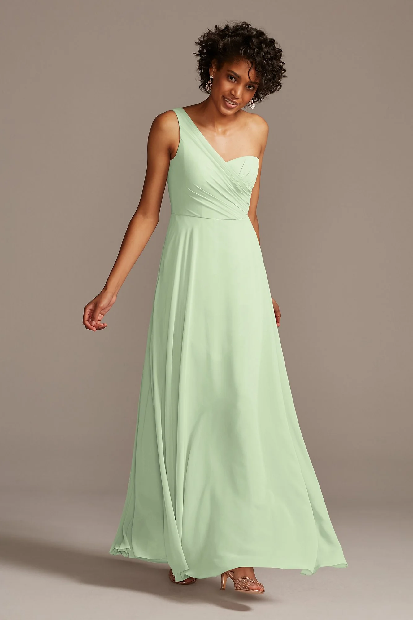 Full Skirt Dress with One Shoulder - Image 116