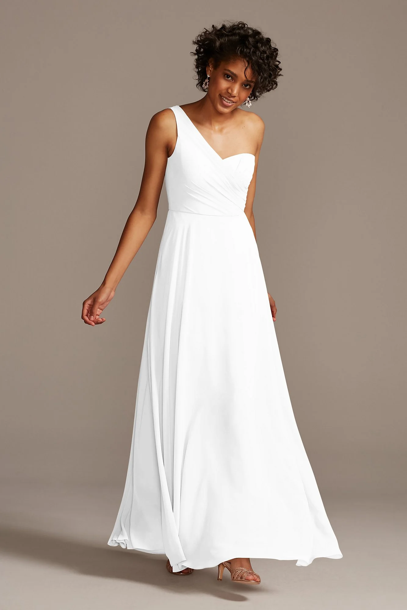 Full Skirt Dress with One Shoulder - Image 117