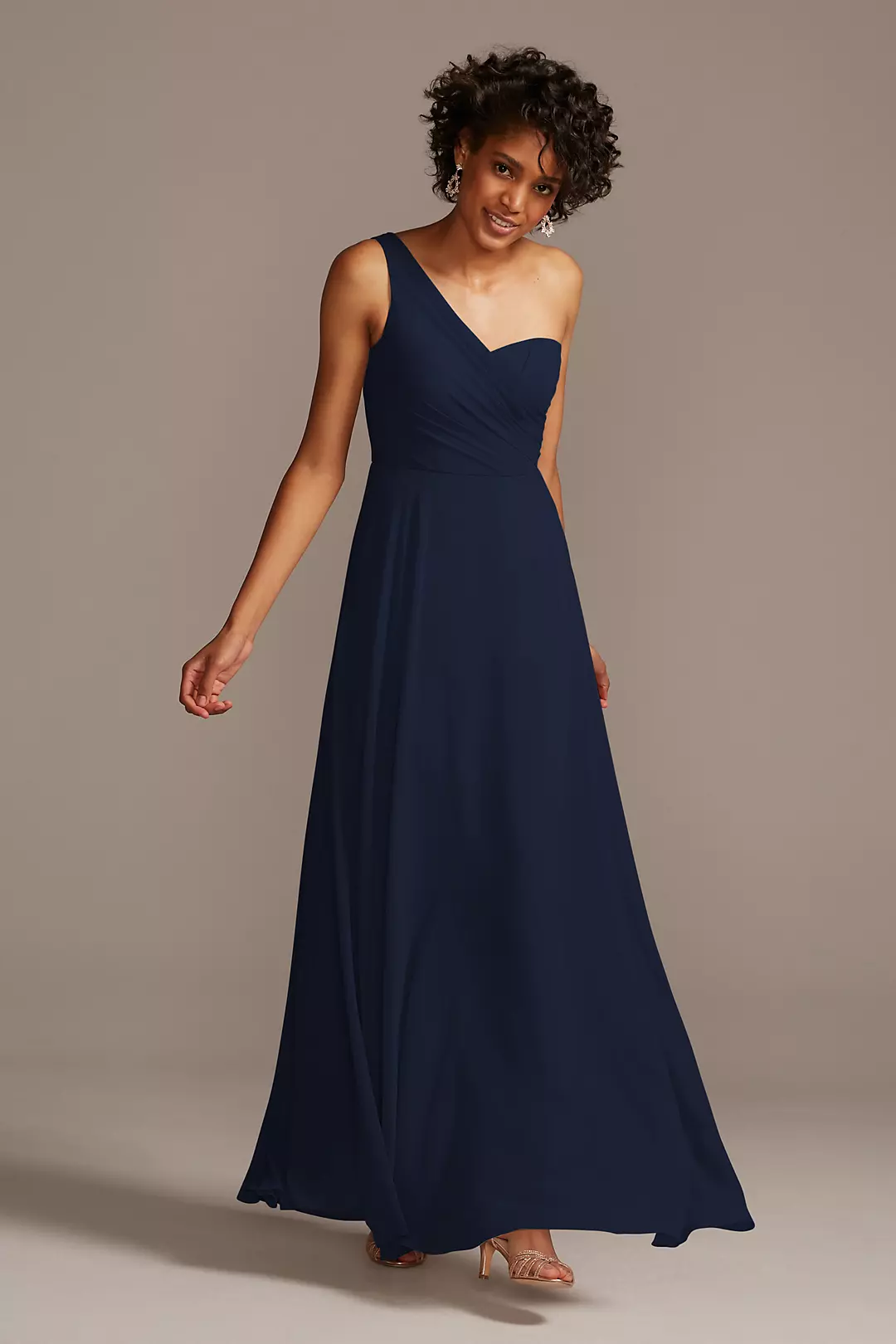 Full Skirt Dress with One Shoulder - Image 120