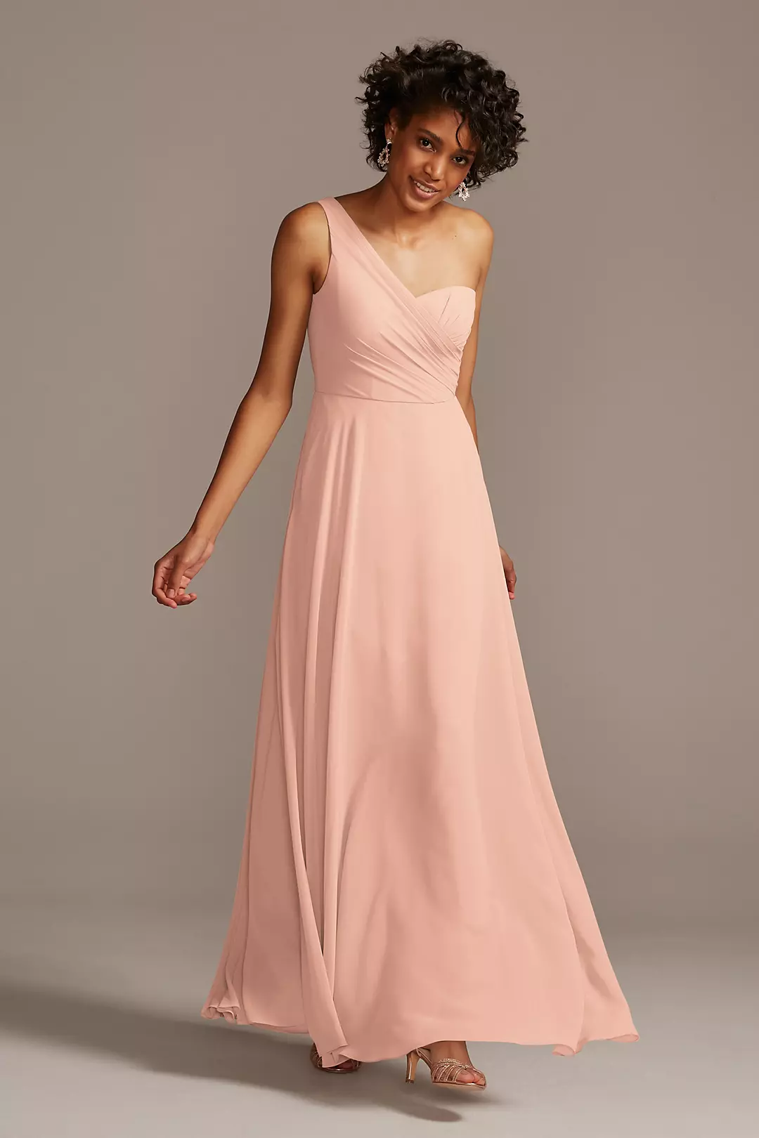 Full Skirt Dress with One Shoulder - Image 122