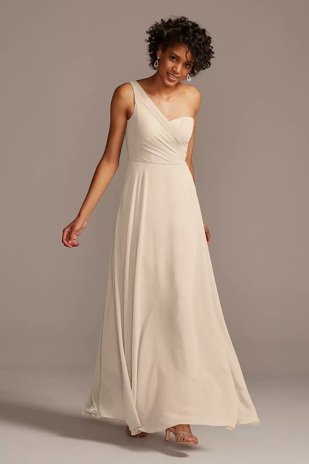 Full Skirt Dress with One Shoulder - Image 126