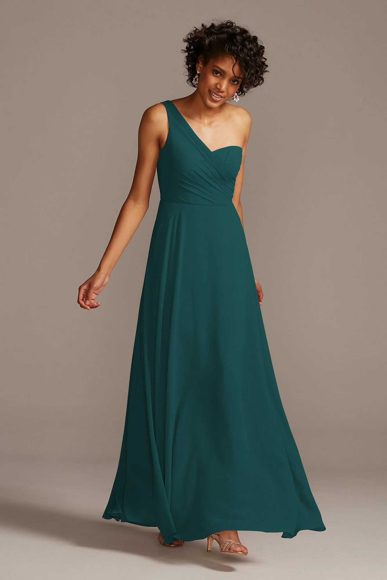 Full Skirt Dress with One Shoulder - Image 20