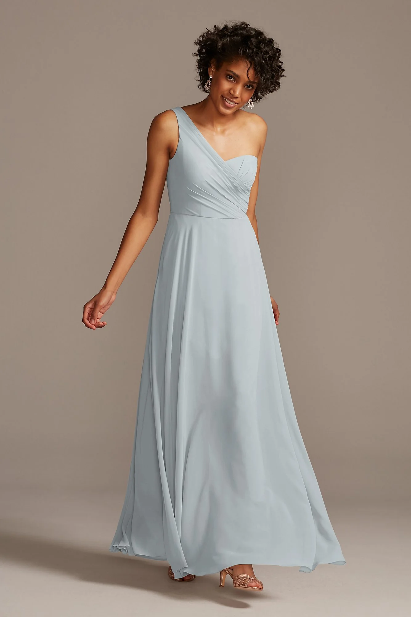 Full Skirt Dress with One Shoulder - Image 30