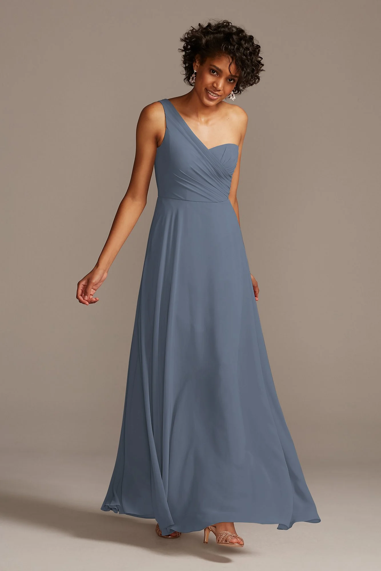 Full Skirt Dress with One Shoulder - Image 32