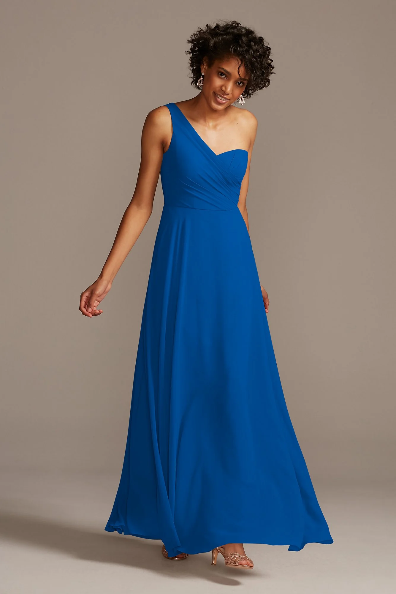 Full Skirt Dress with One Shoulder - Image 33