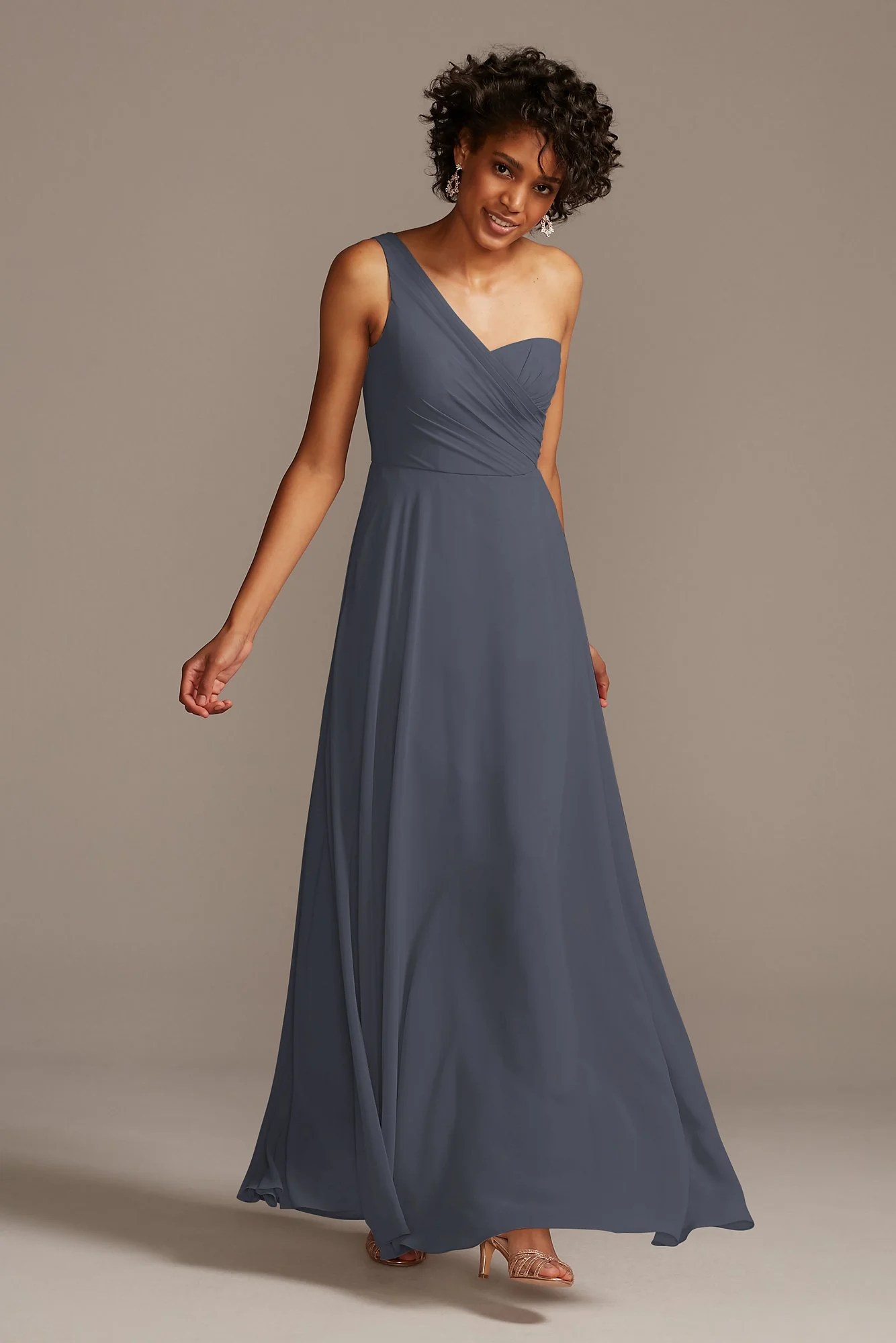 Full Skirt Dress with One Shoulder - Image 41