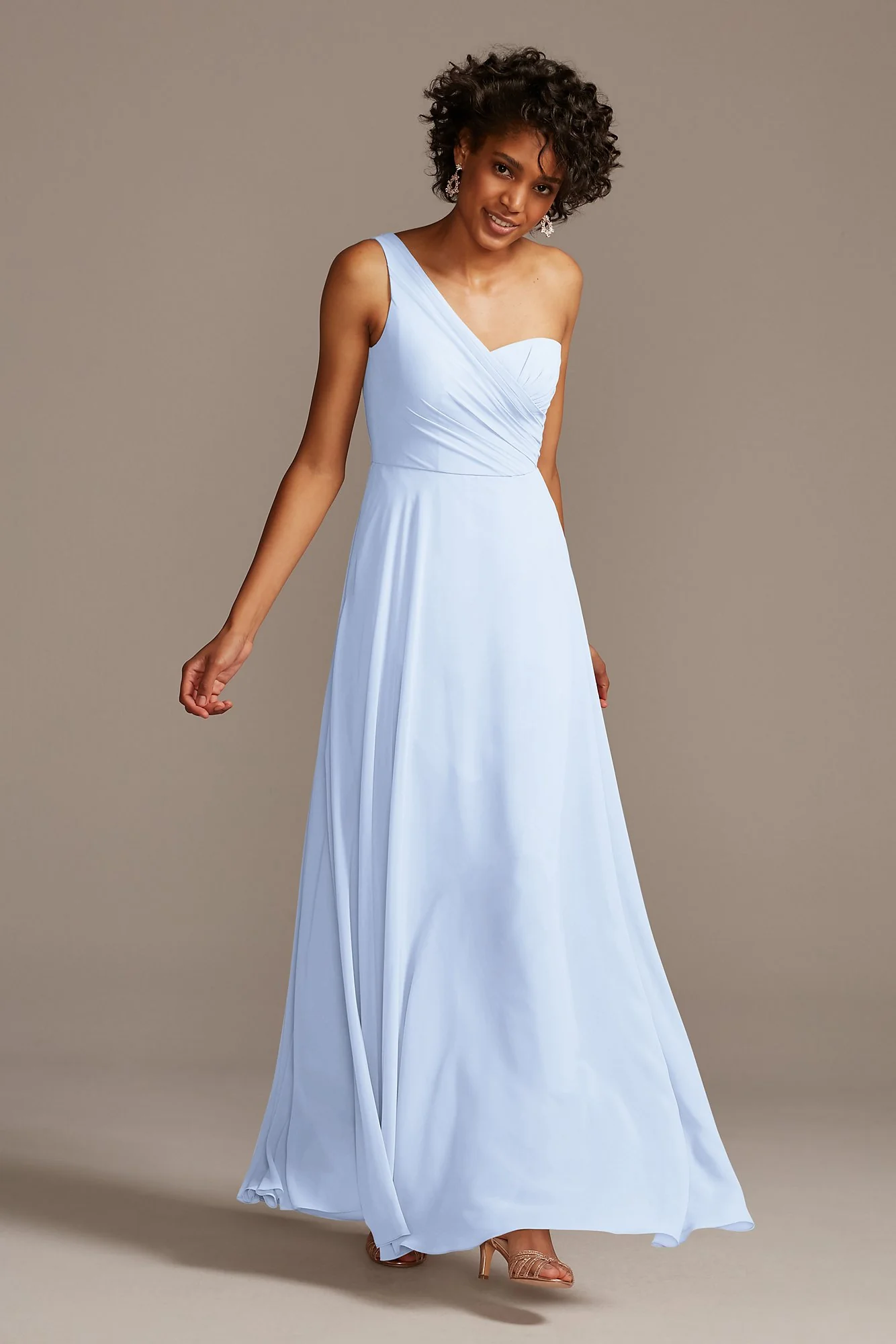 Full Skirt Dress with One Shoulder - Image 45