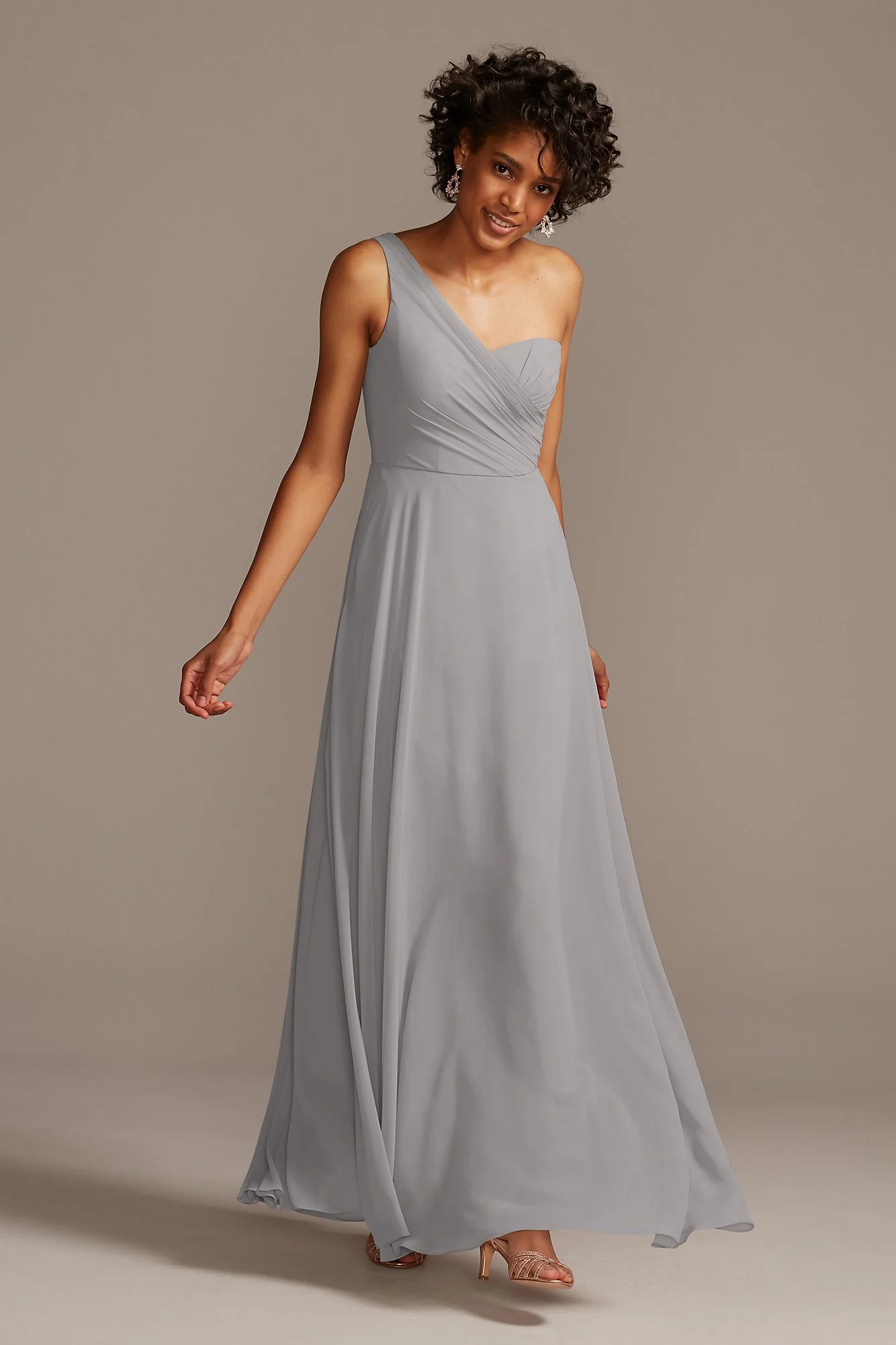 Full Skirt Dress with One Shoulder - Image 46