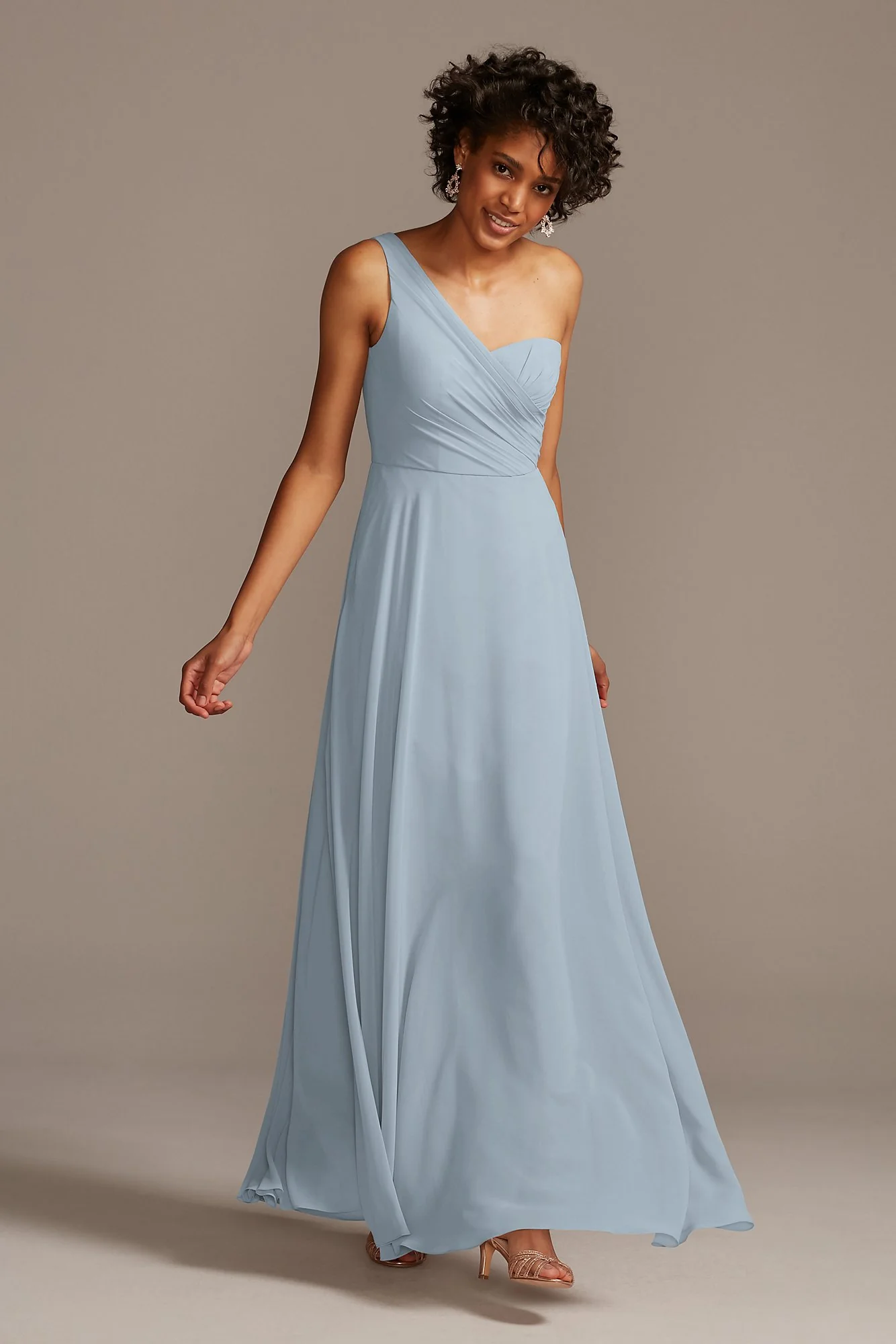 Full Skirt Dress with One Shoulder - Image 48