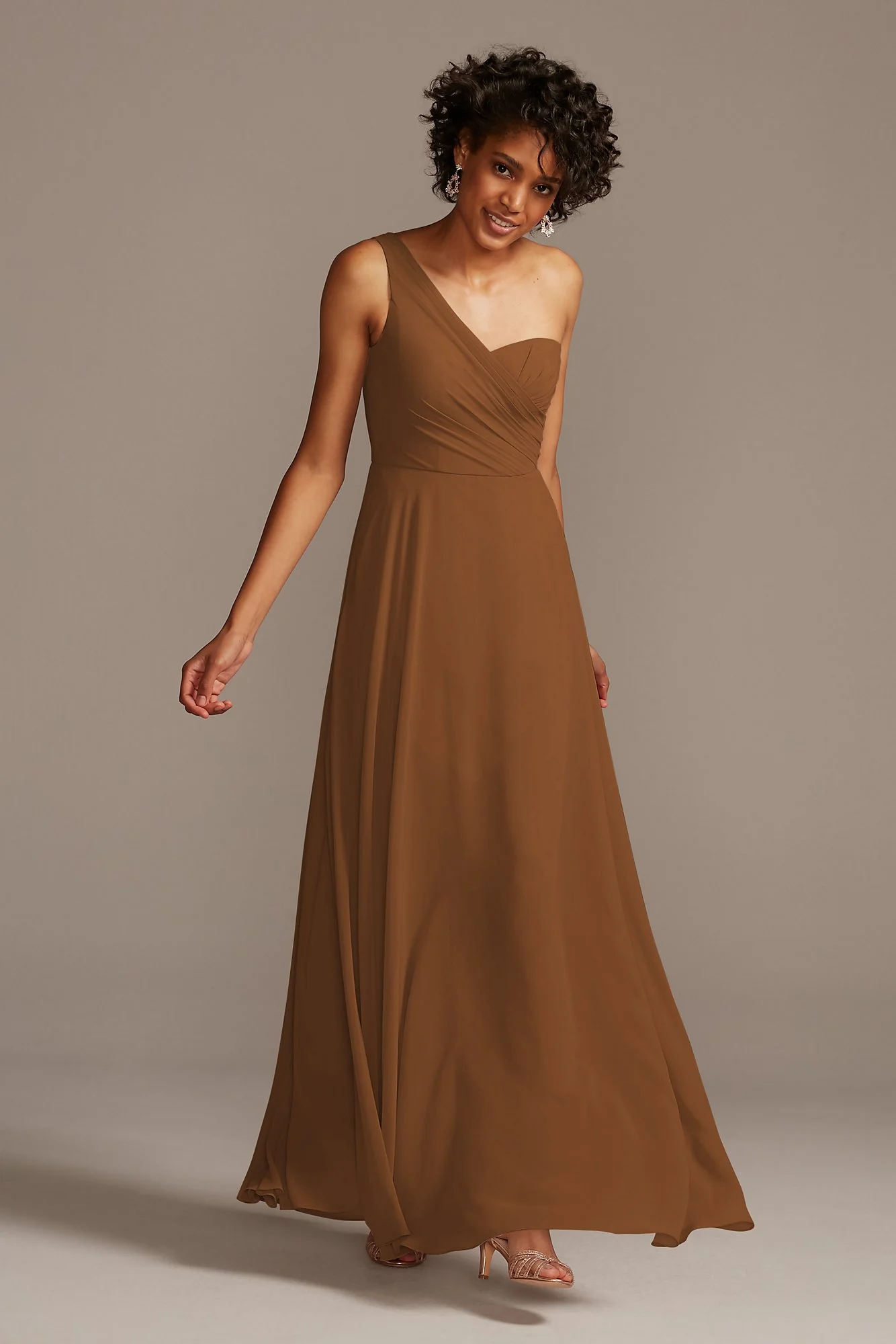 Full Skirt Dress with One Shoulder - Image 5