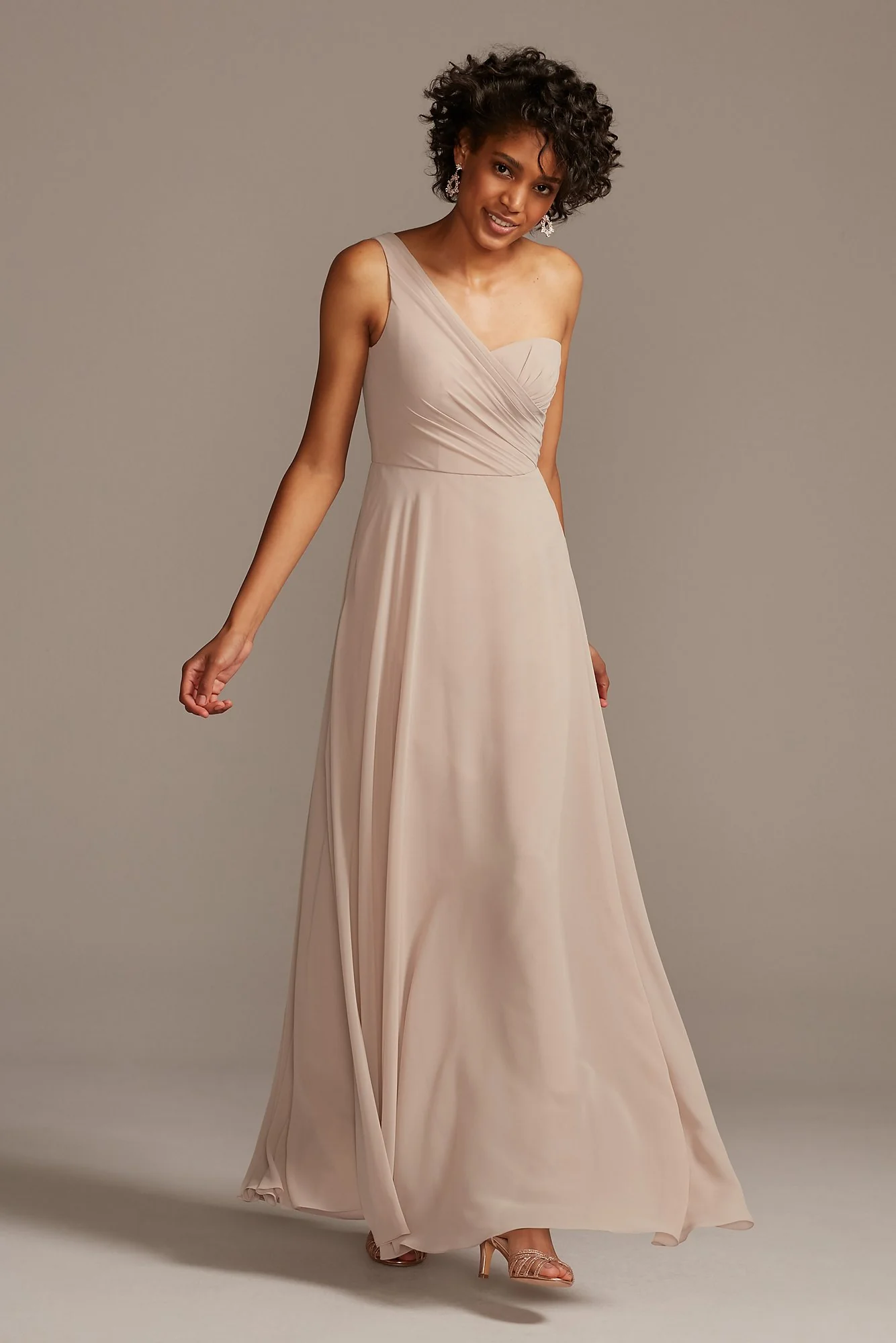 Full Skirt Dress with One Shoulder - Image 51