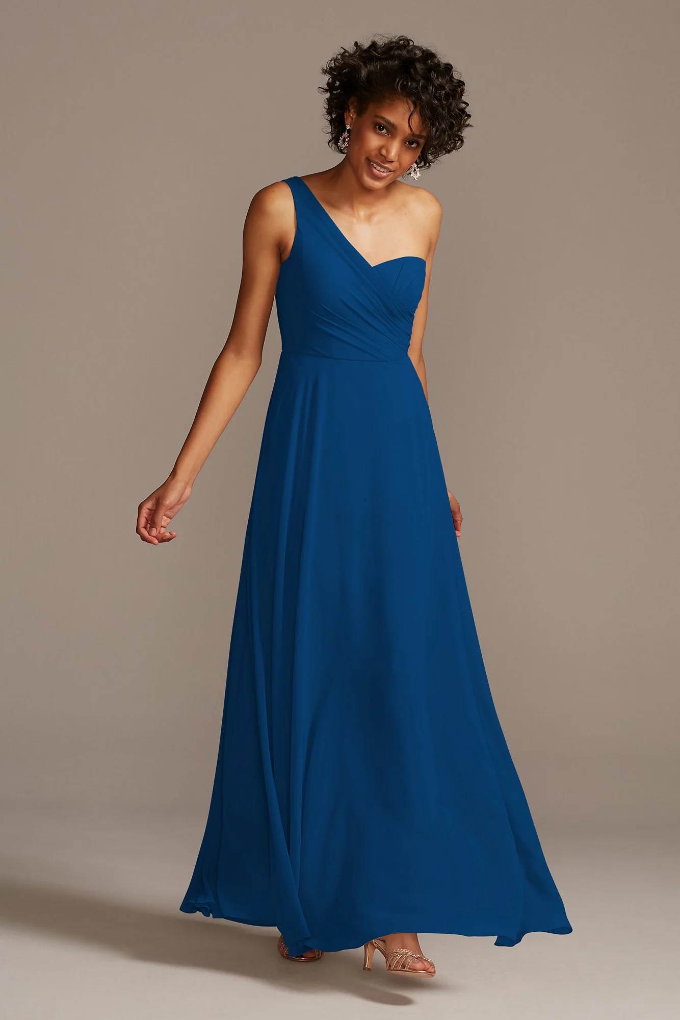 Full Skirt Dress with One Shoulder - Image 6