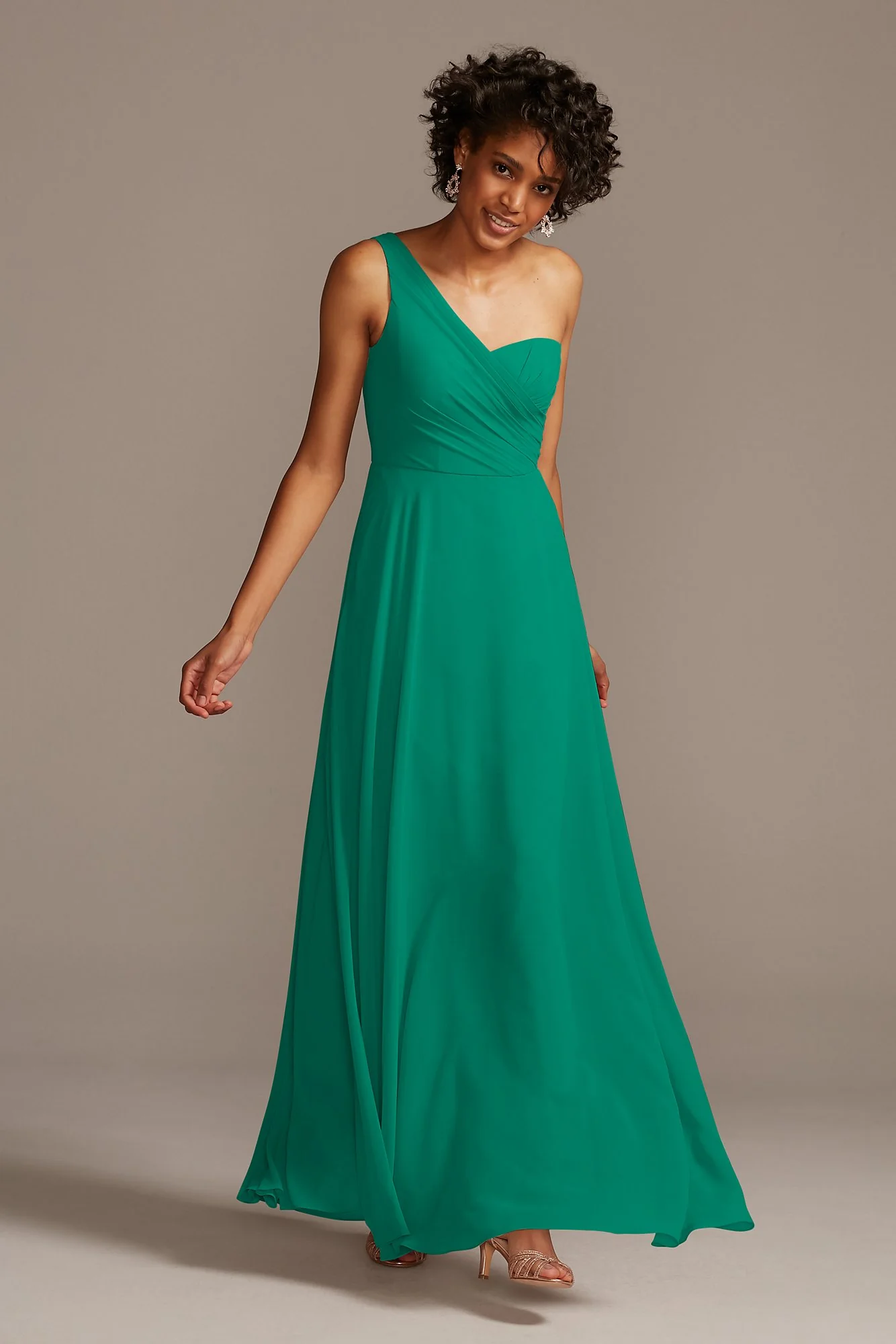Full Skirt Dress with One Shoulder - Image 60