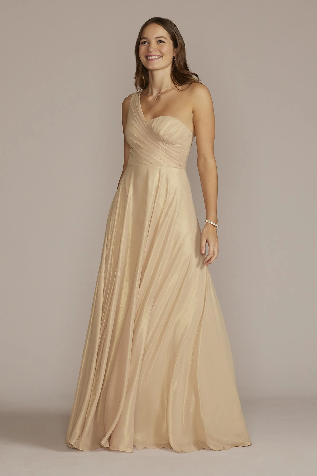 Full Skirt Dress with One Shoulder - Image 64