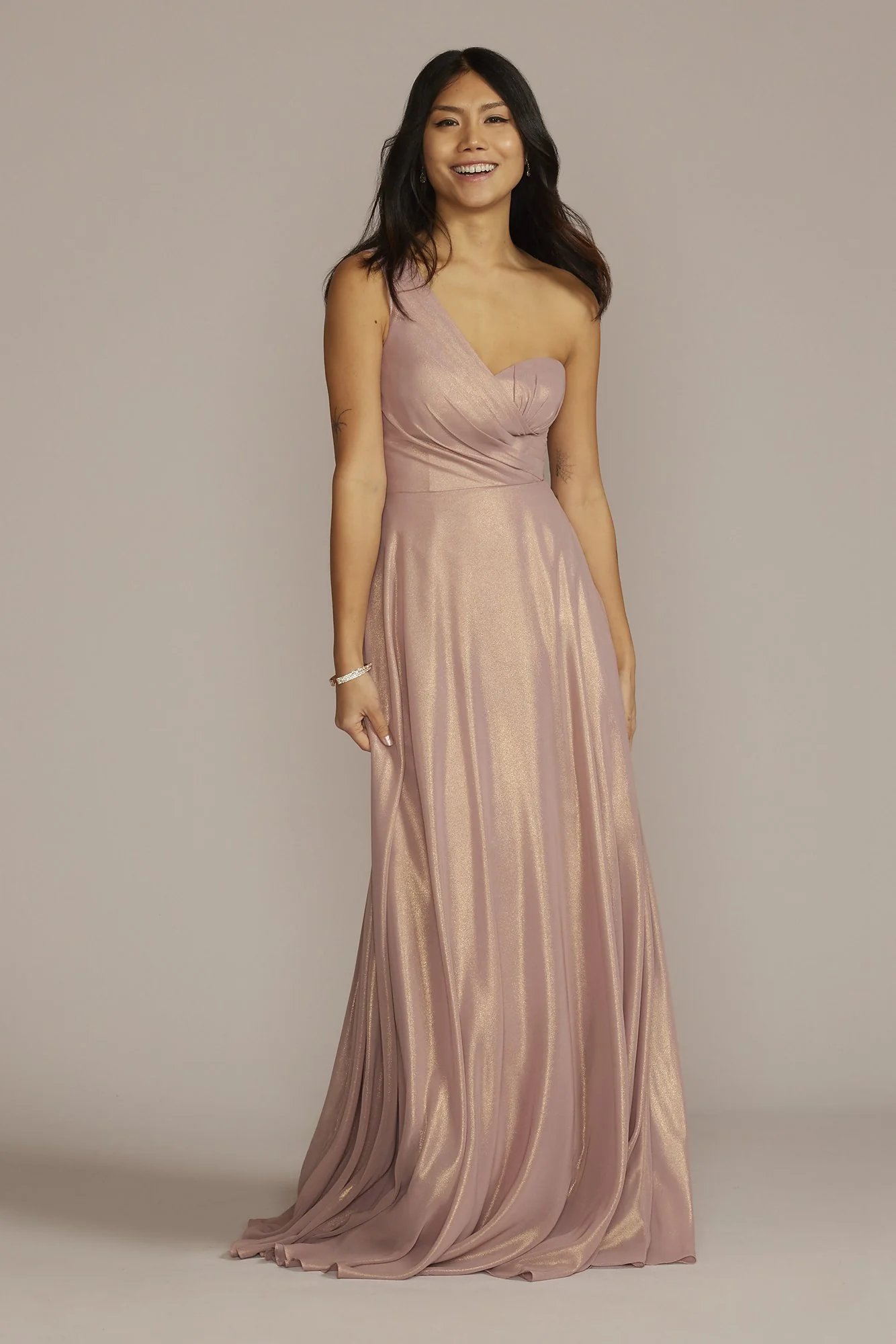 Full Skirt Dress with One Shoulder - Image 65