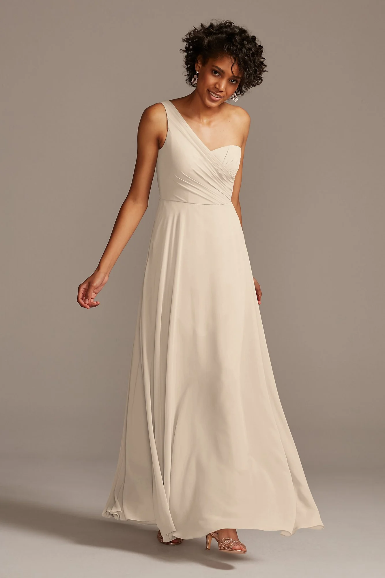 Full Skirt Dress with One Shoulder - Image 68