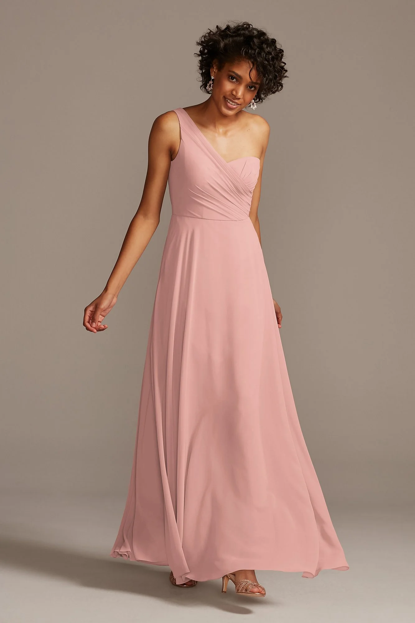 Full Skirt Dress with One Shoulder - Image 71