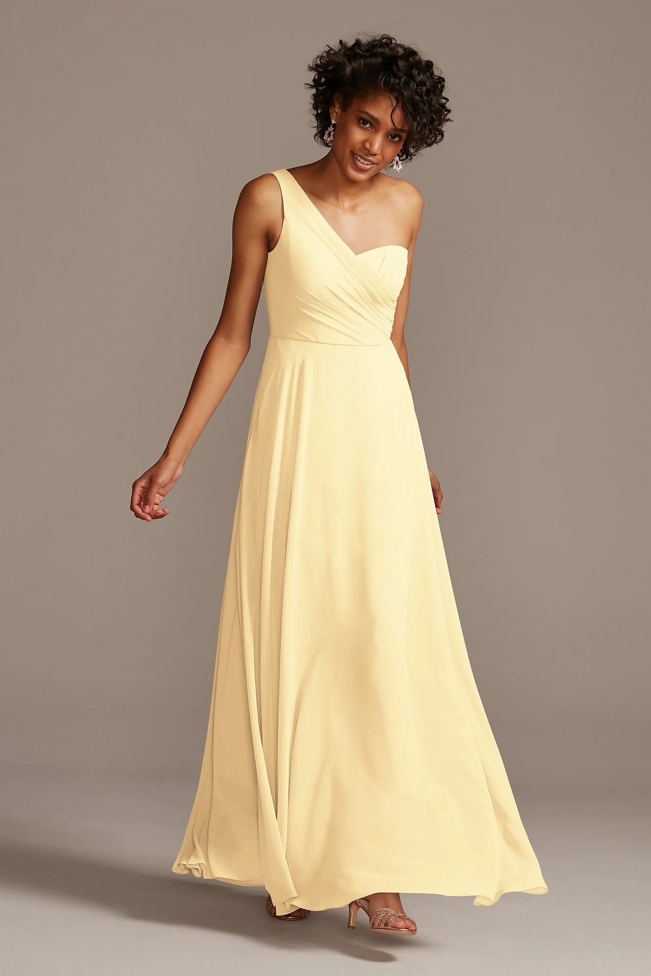 Full Skirt Dress with One Shoulder - Image 73