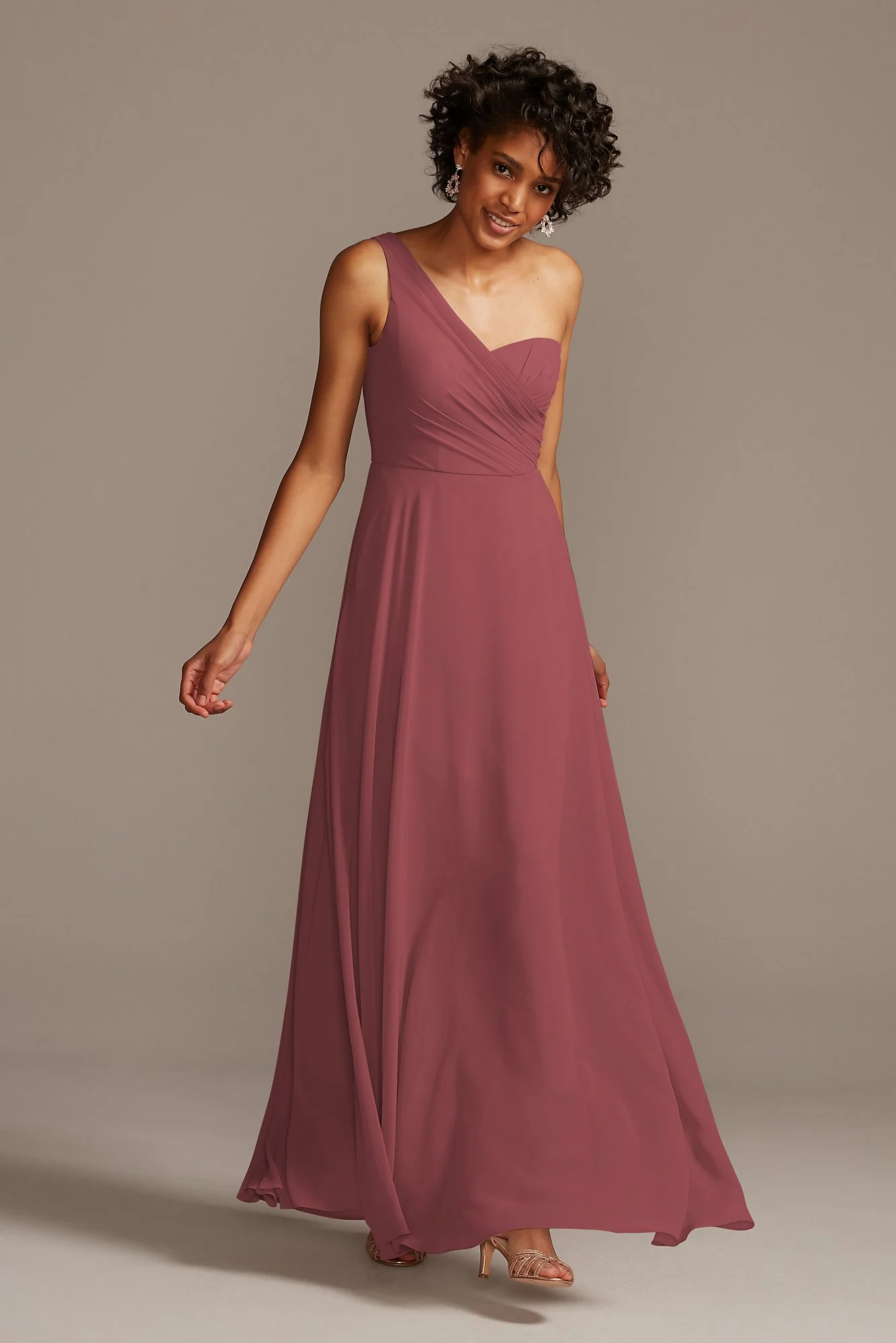 Full Skirt Dress with One Shoulder - Image 75