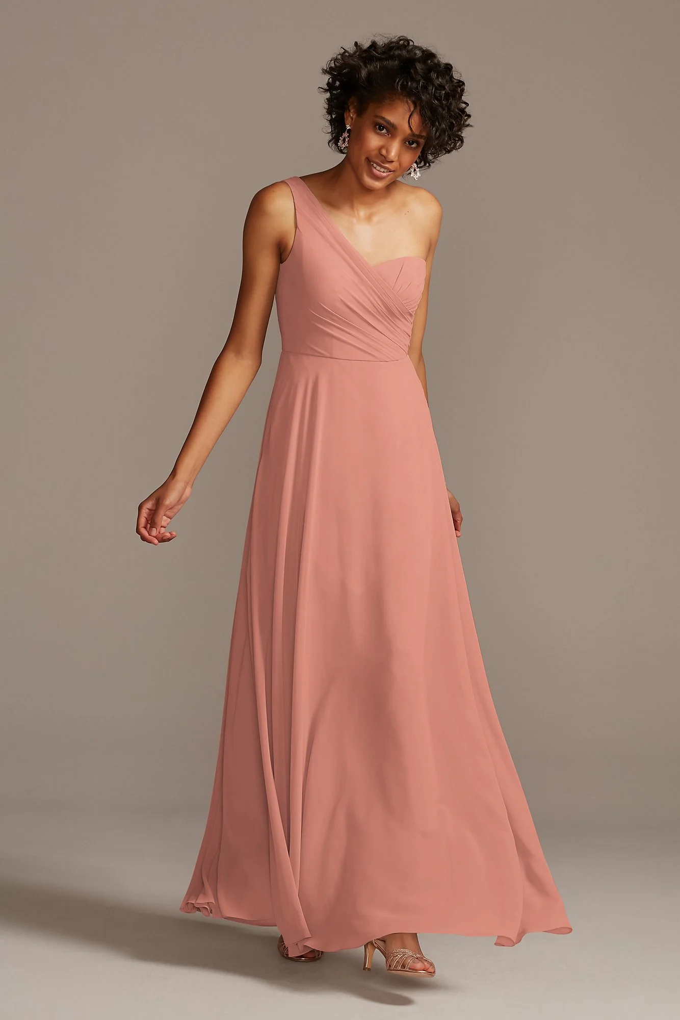 Full Skirt Dress with One Shoulder - Image 78
