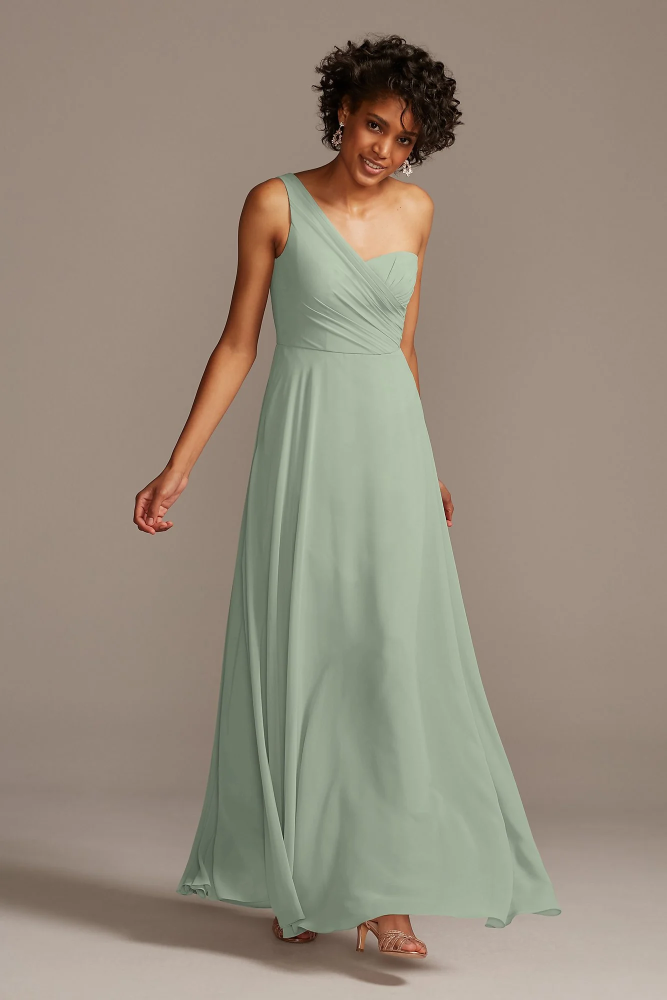 Full Skirt Dress with One Shoulder - Image 79