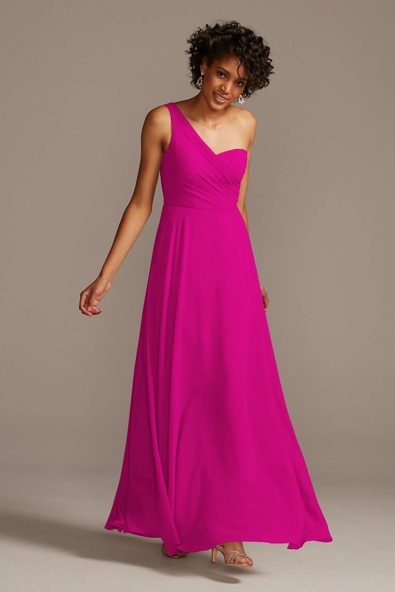 Full Skirt Dress with One Shoulder - Image 8