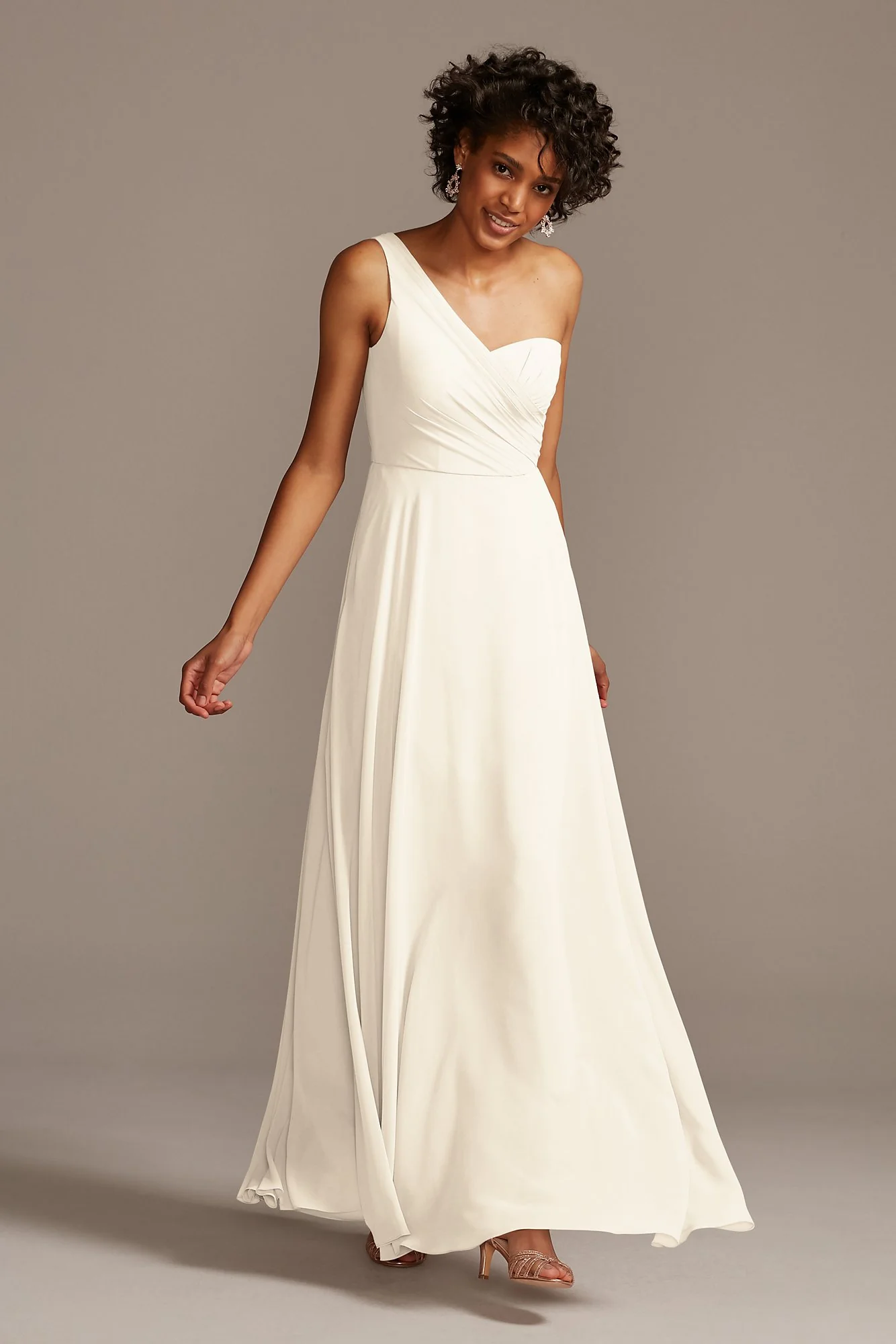 Full Skirt Dress with One Shoulder - Image 82
