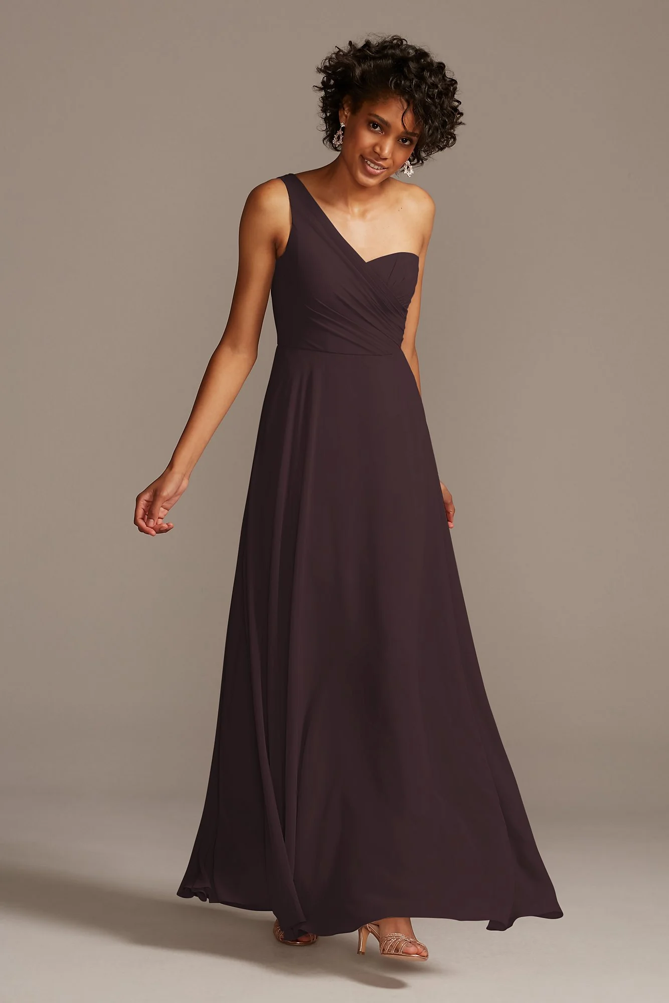 Full Skirt Dress with One Shoulder - Image 9