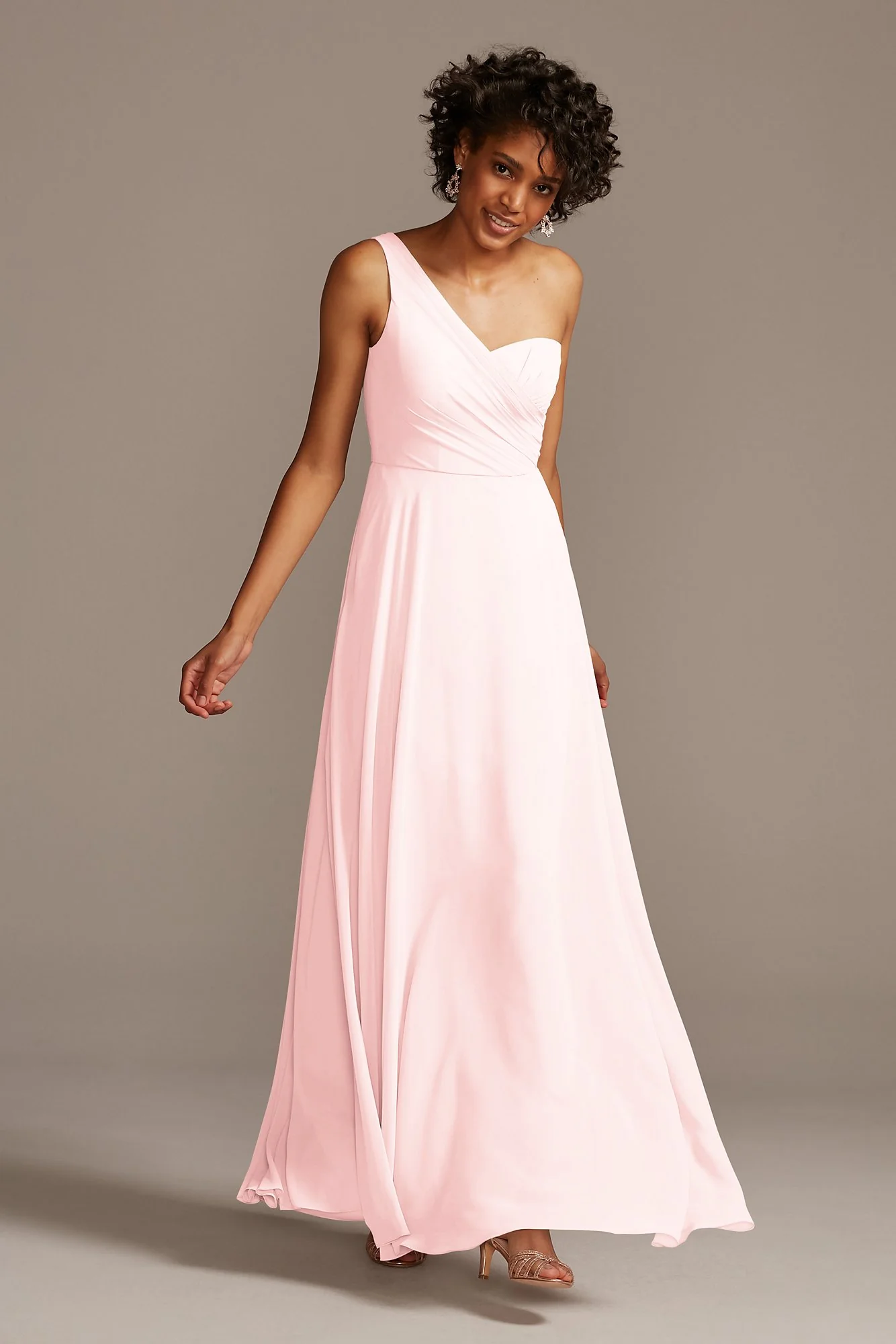 Full Skirt Dress with One Shoulder - Image 92