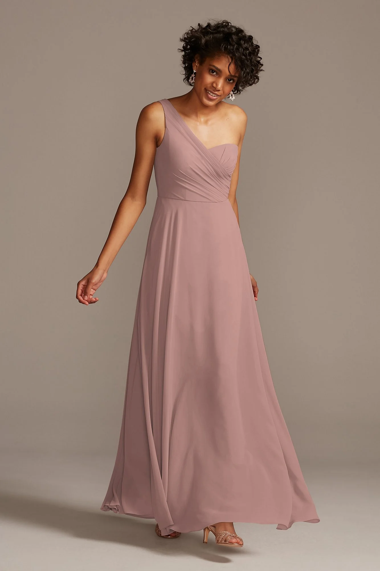 Full Skirt Dress with One Shoulder - Image 95