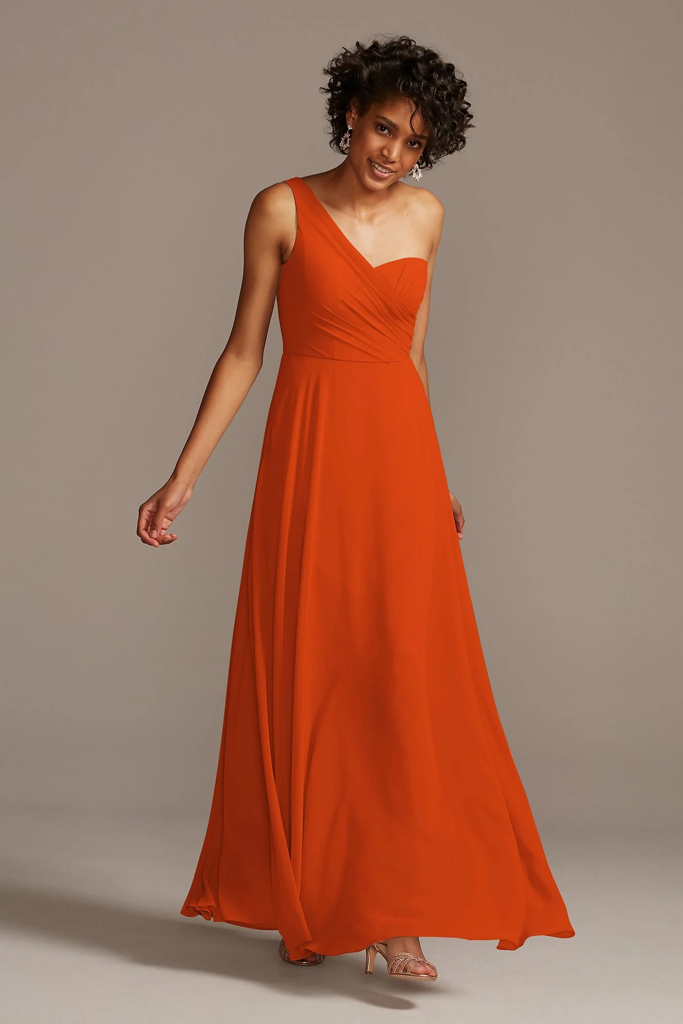 Full Skirt Dress with One Shoulder - Image 97