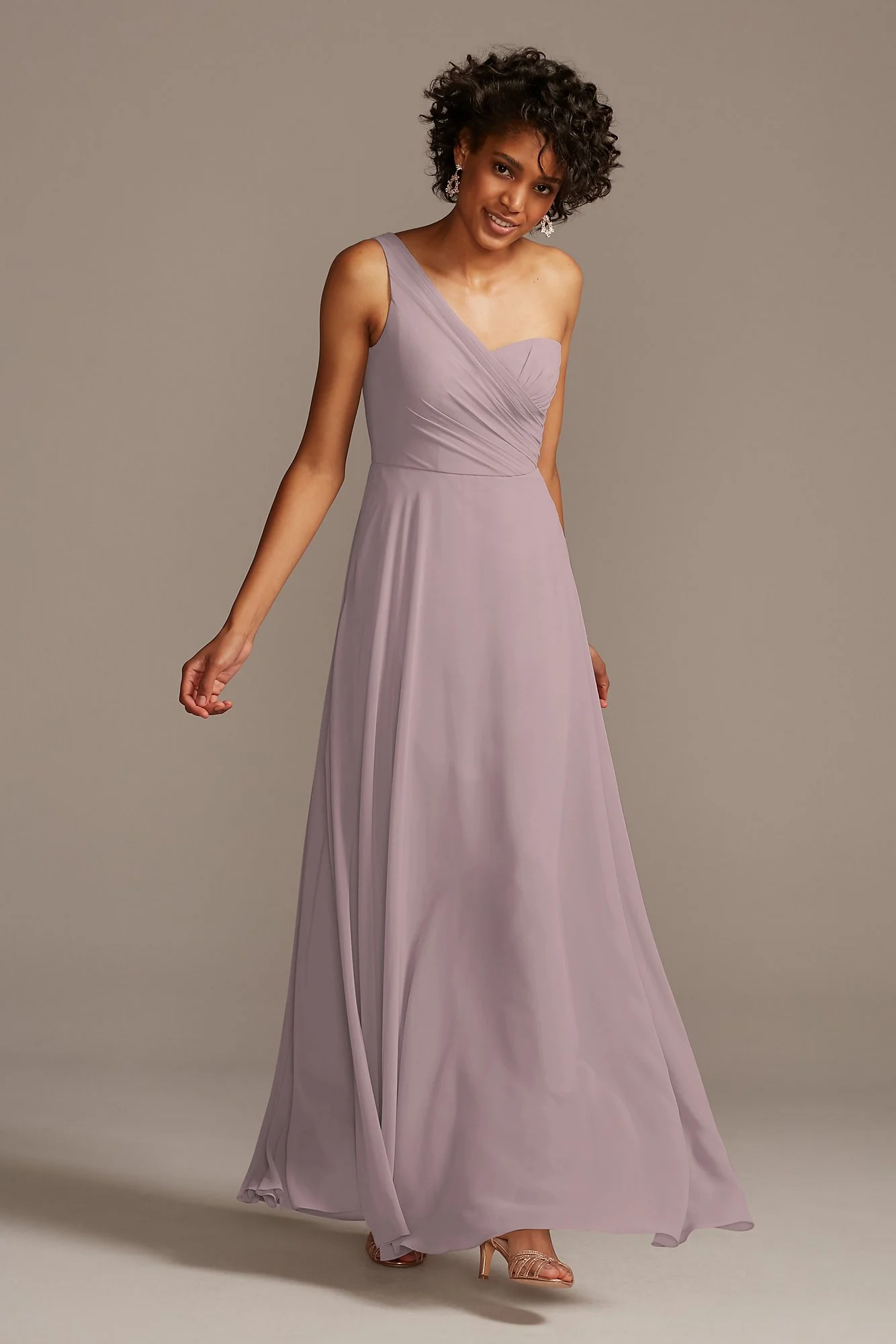 Full Skirt Dress with One Shoulder - Image 98